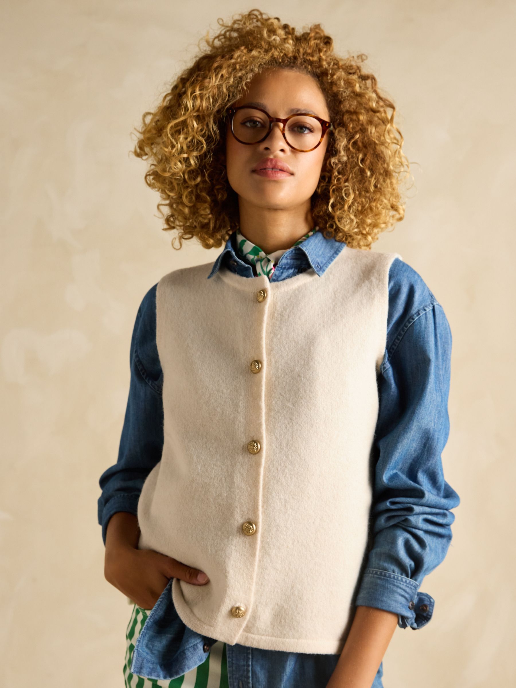 Holly Cream Button Through Knitted Vest - Image 6 of 7