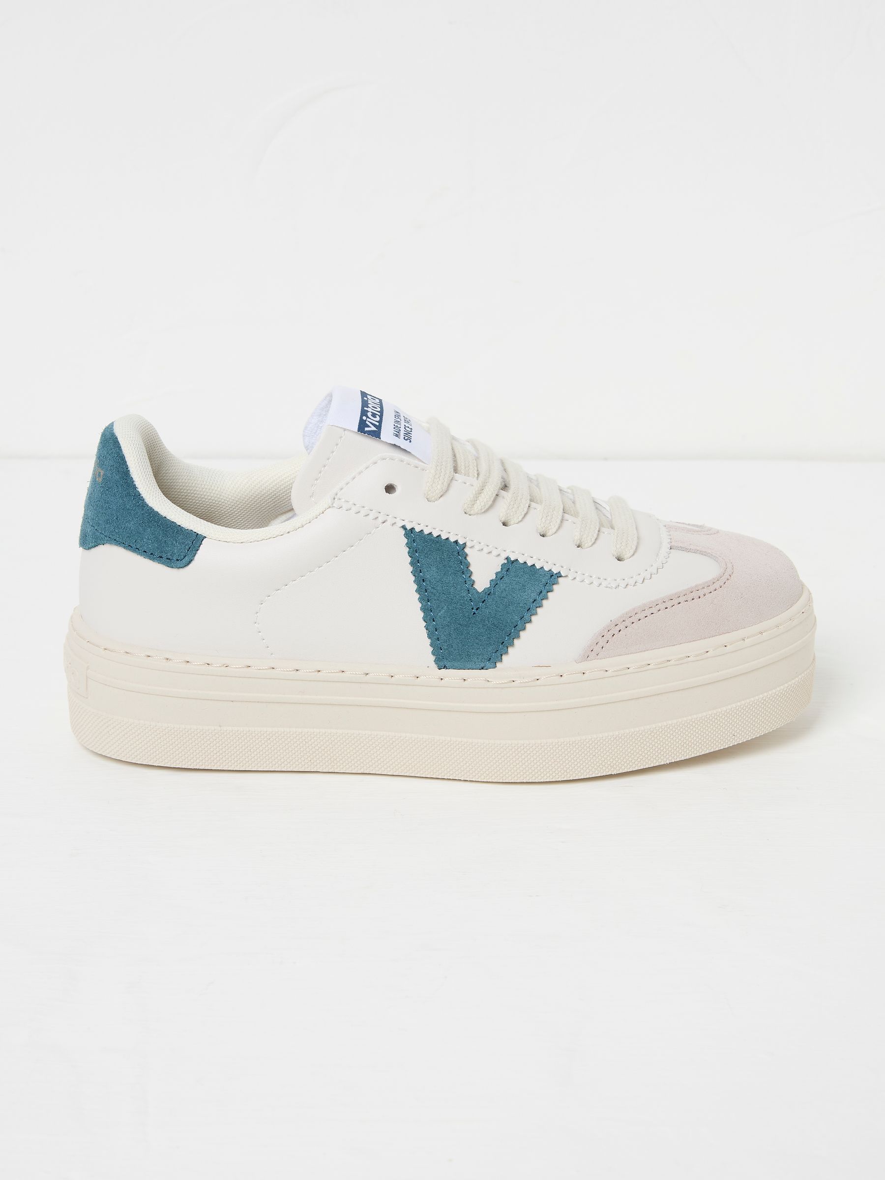 Victoria Barcelona Ciclista Piel White & Blue Trainers - Image 1 of 3