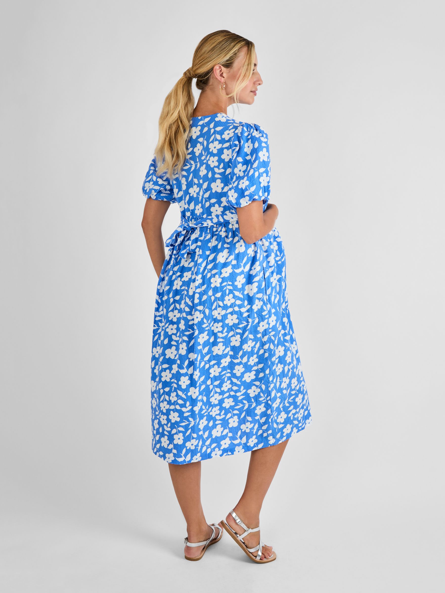 Blue Floral Print Maternity Midi Dress - Image 2 of 4