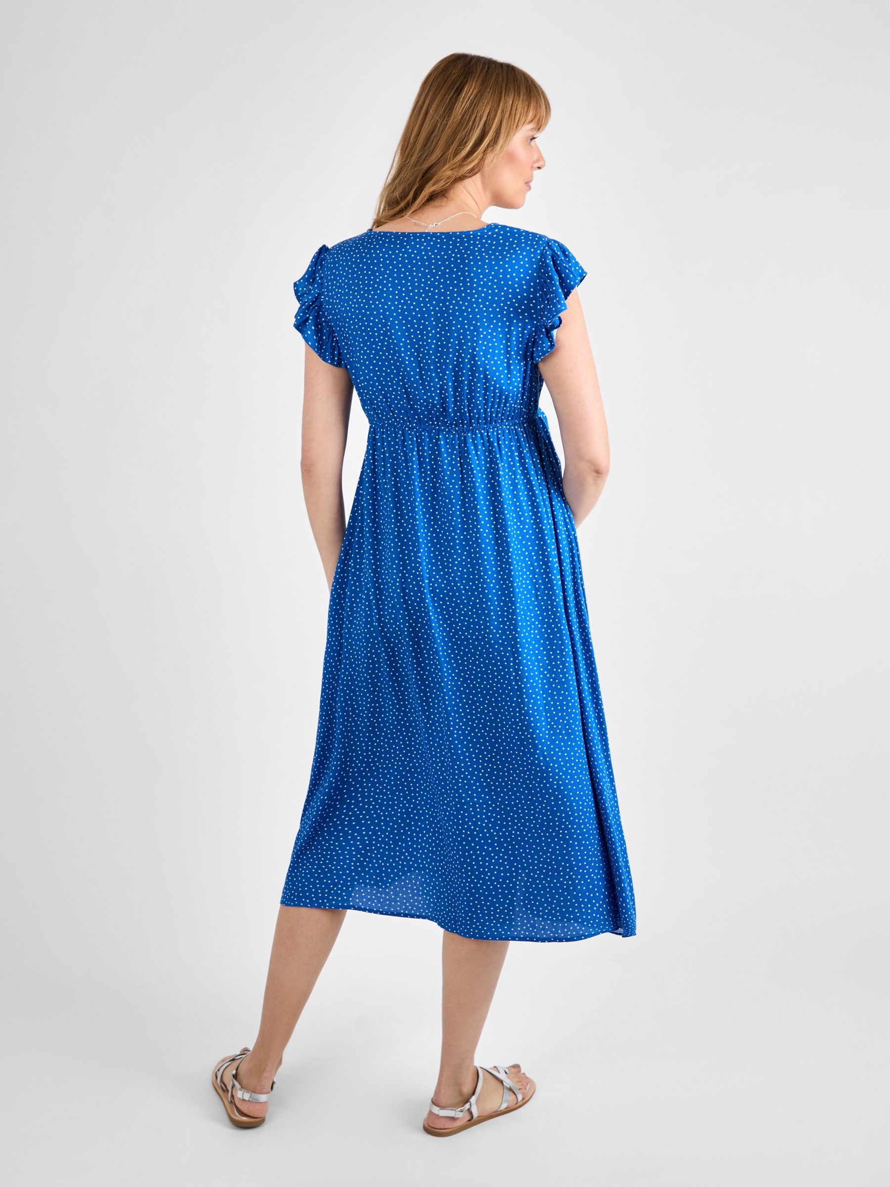 Blue Spot Frill Sleeve Maternity Midi Dress - Image 3 of 4
