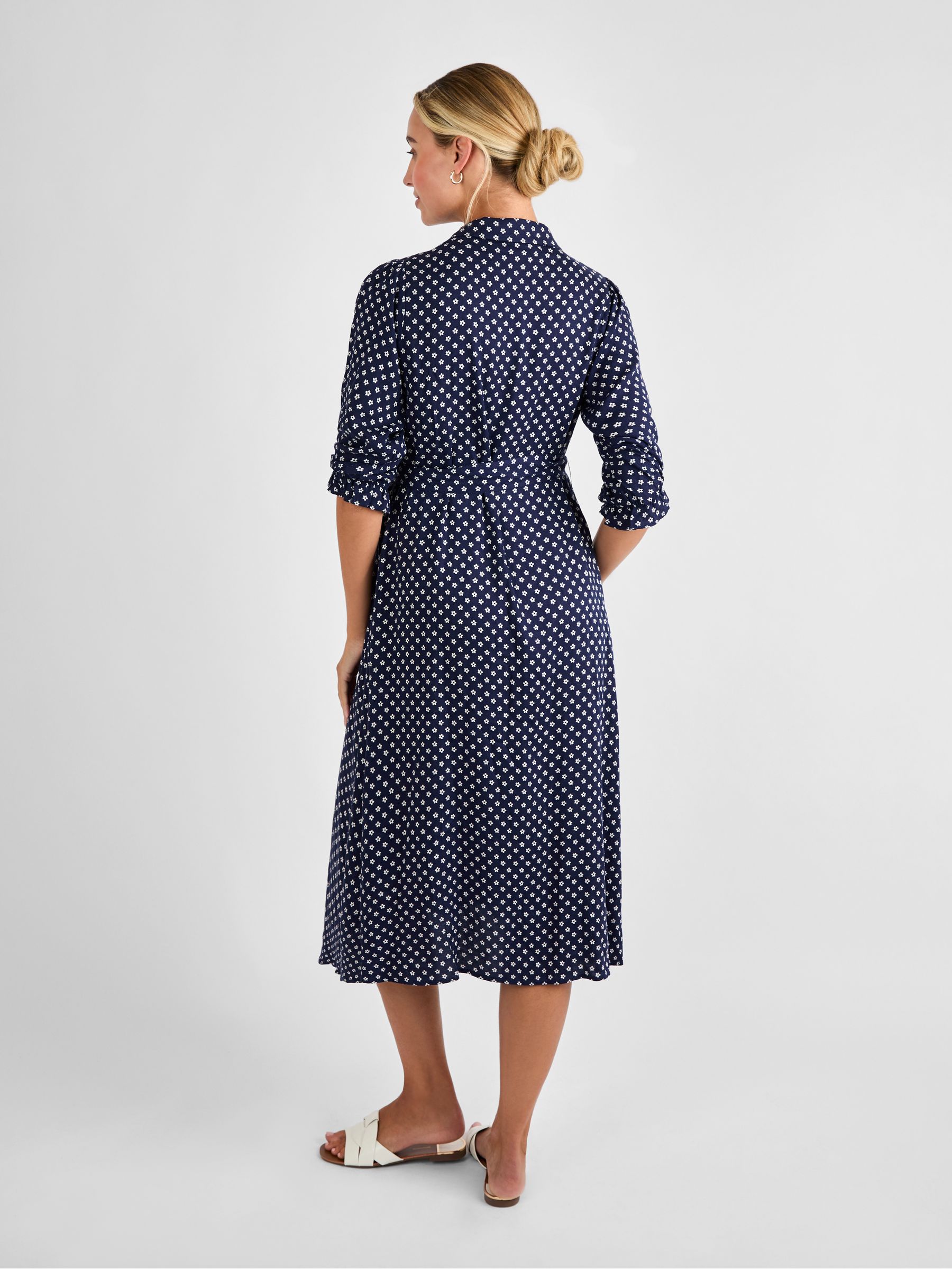 Navy Floral Button Through Maternity Midi Shirt Dress - Image 3 of 5