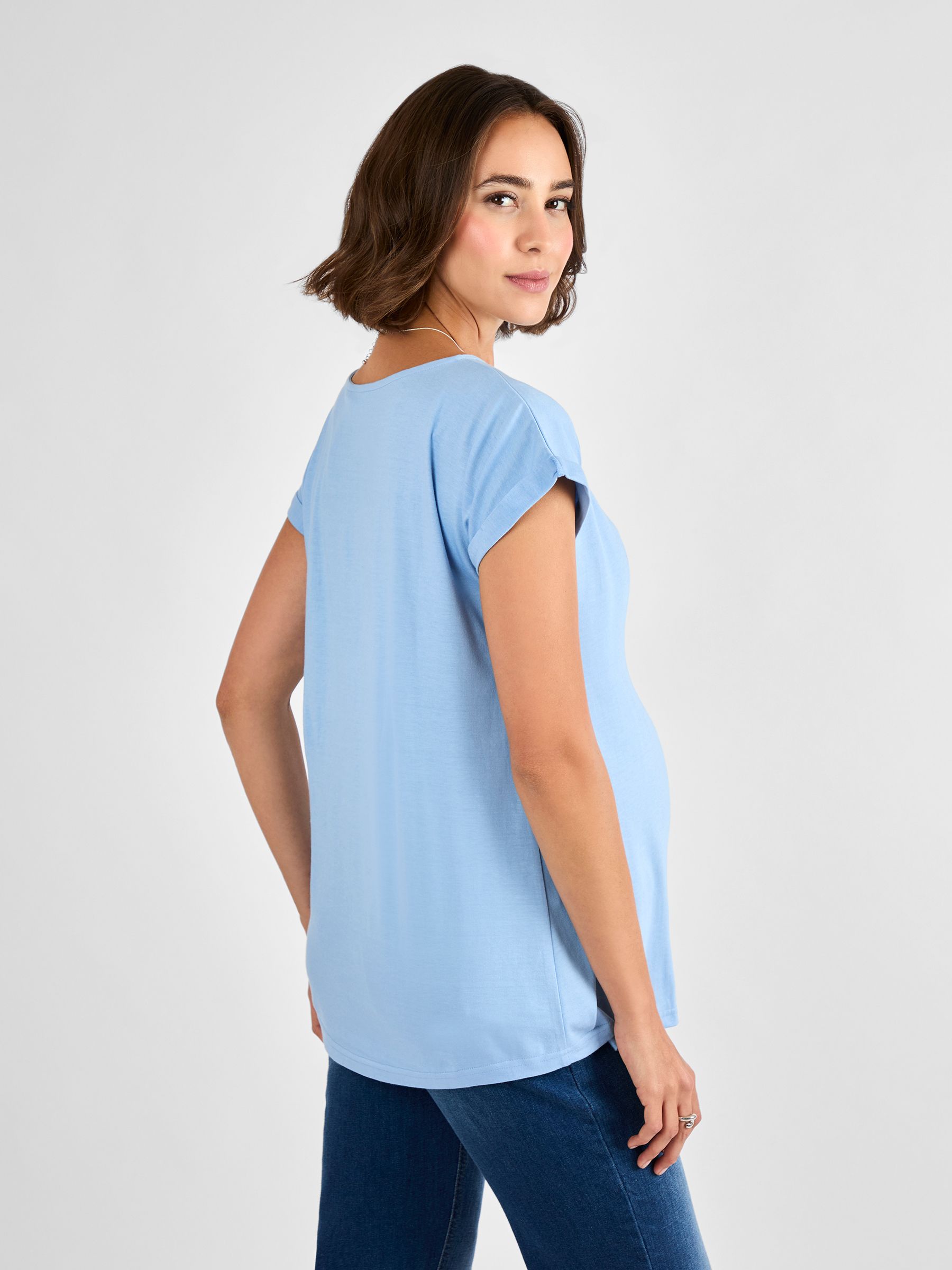 Blue Boyfriend Maternity Cotton T-Shirt - Image 2 of 4