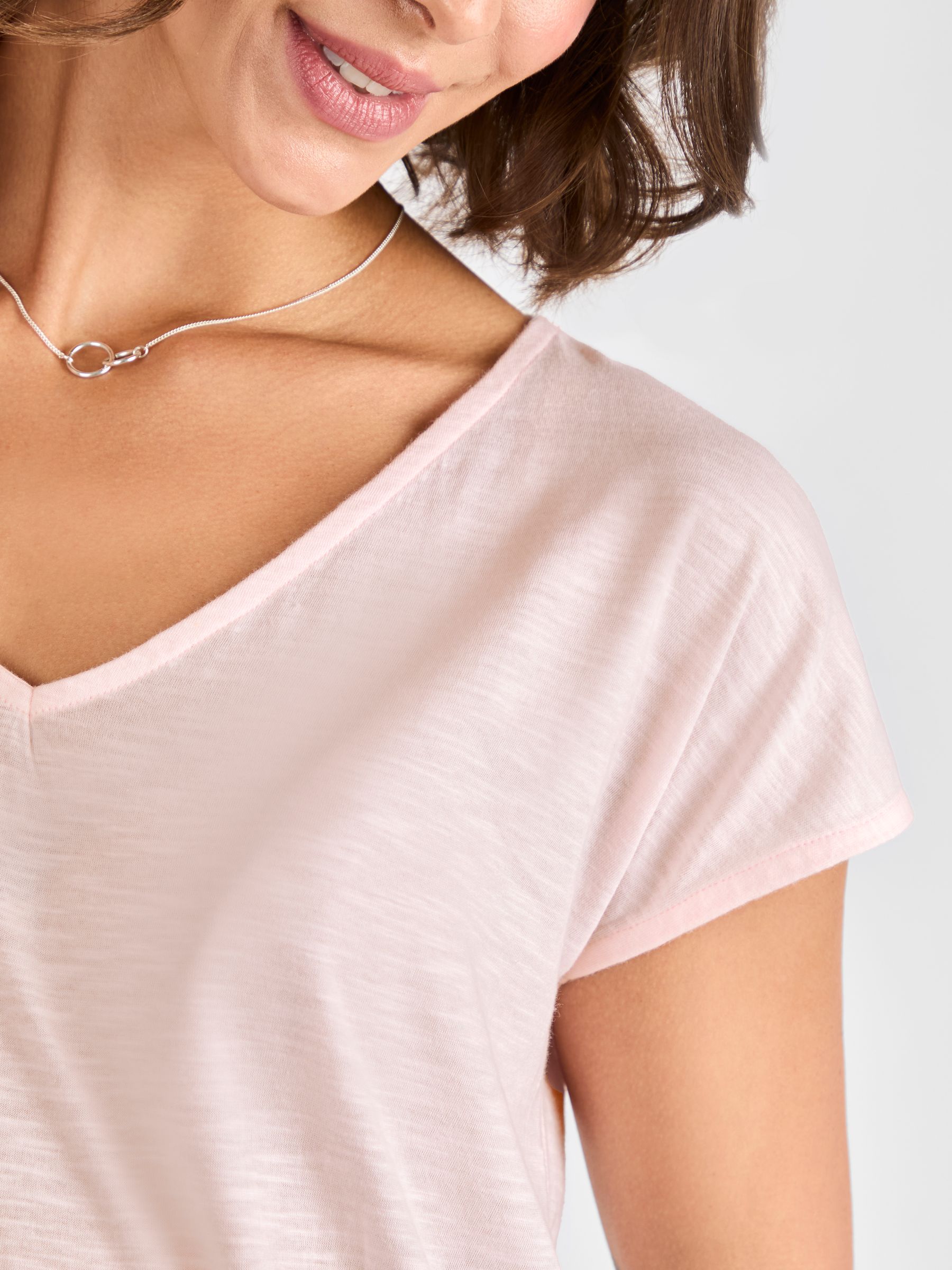 Pink V-Neck Maternity Cotton T-Shirt - Image 4 of 4