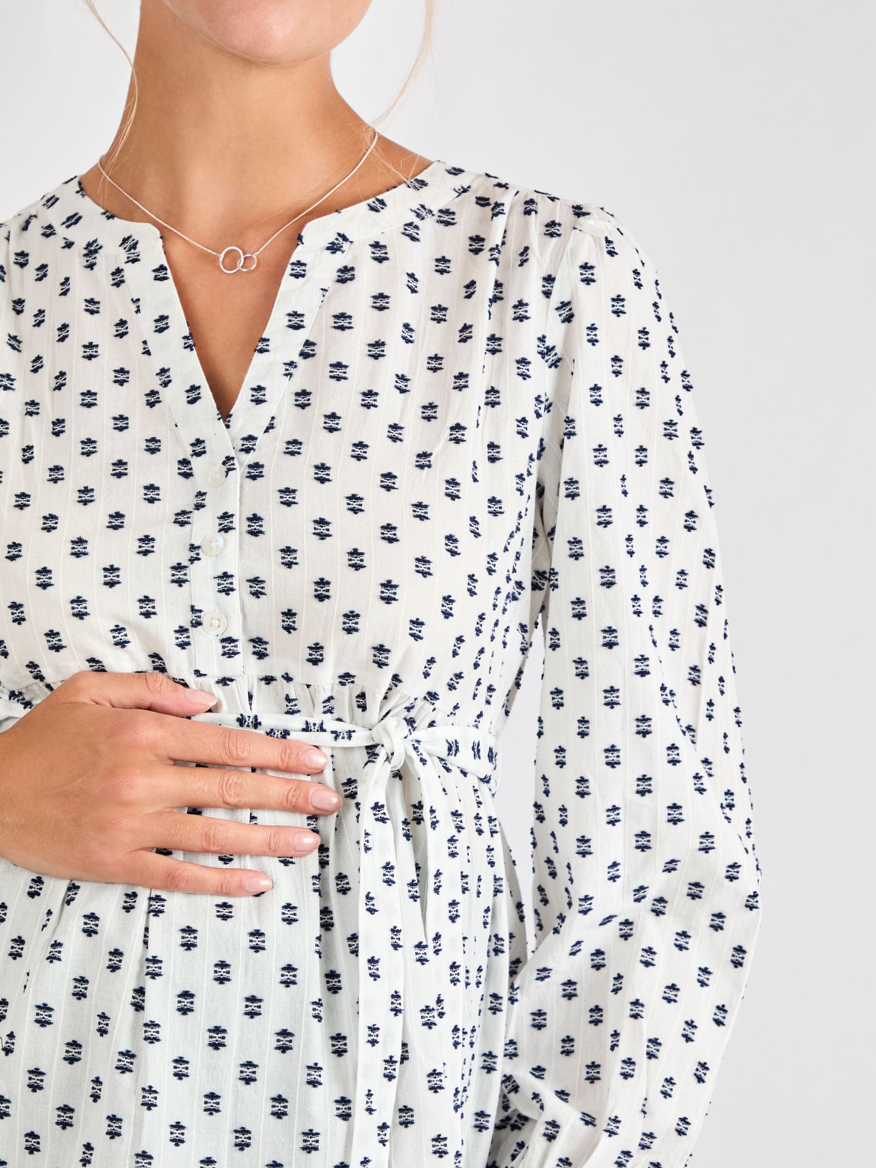 Cream Tufted Long Sleeve Maternity 100% Cotton Blouse - Image 5 of 5