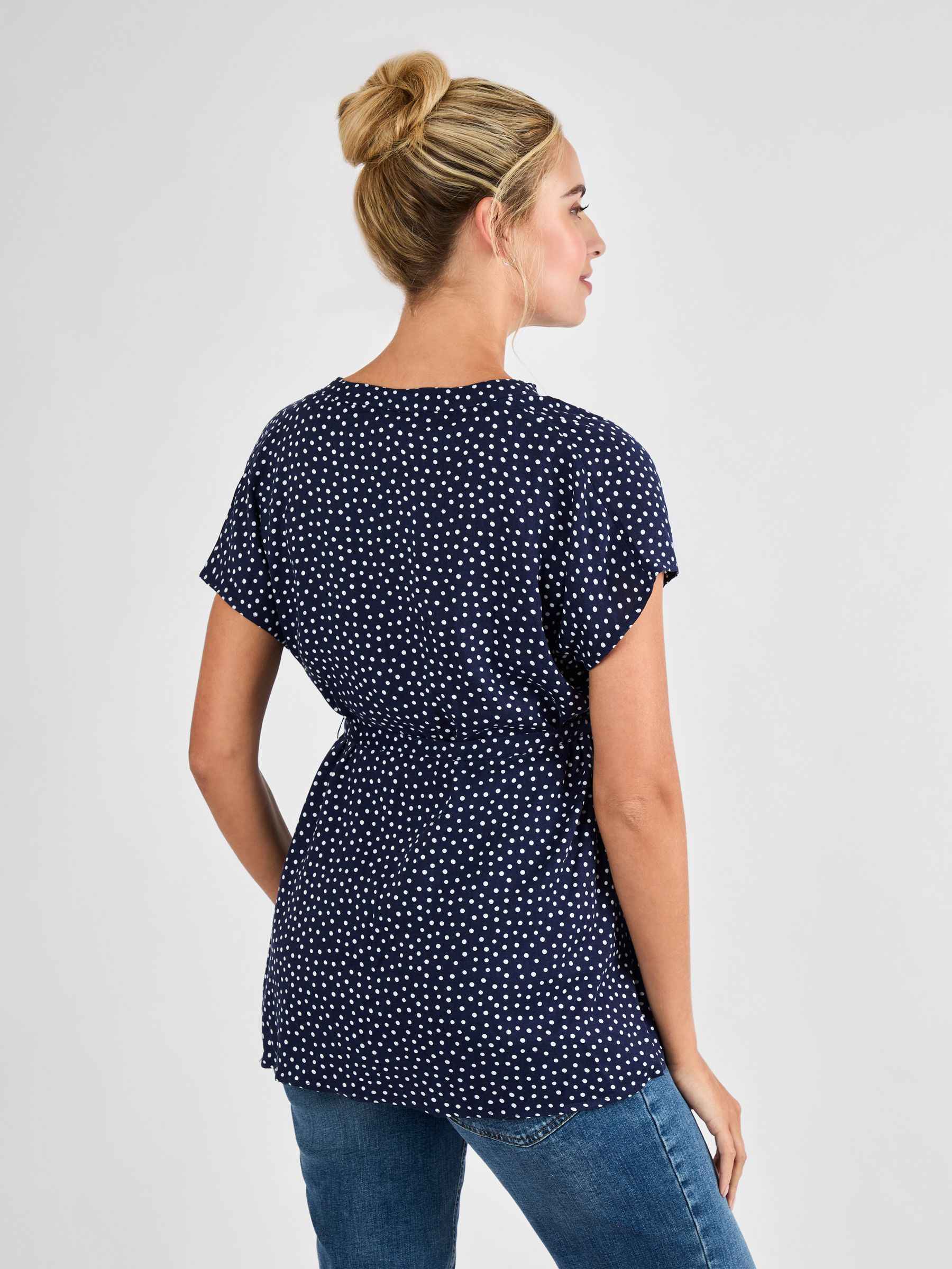 Navy Printed Sleeveless Maternity Blouse - Image 2 of 4