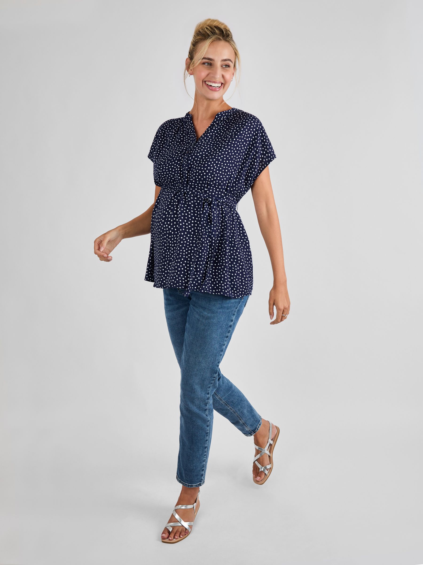Navy Printed Sleeveless Maternity Blouse - Image 3 of 4