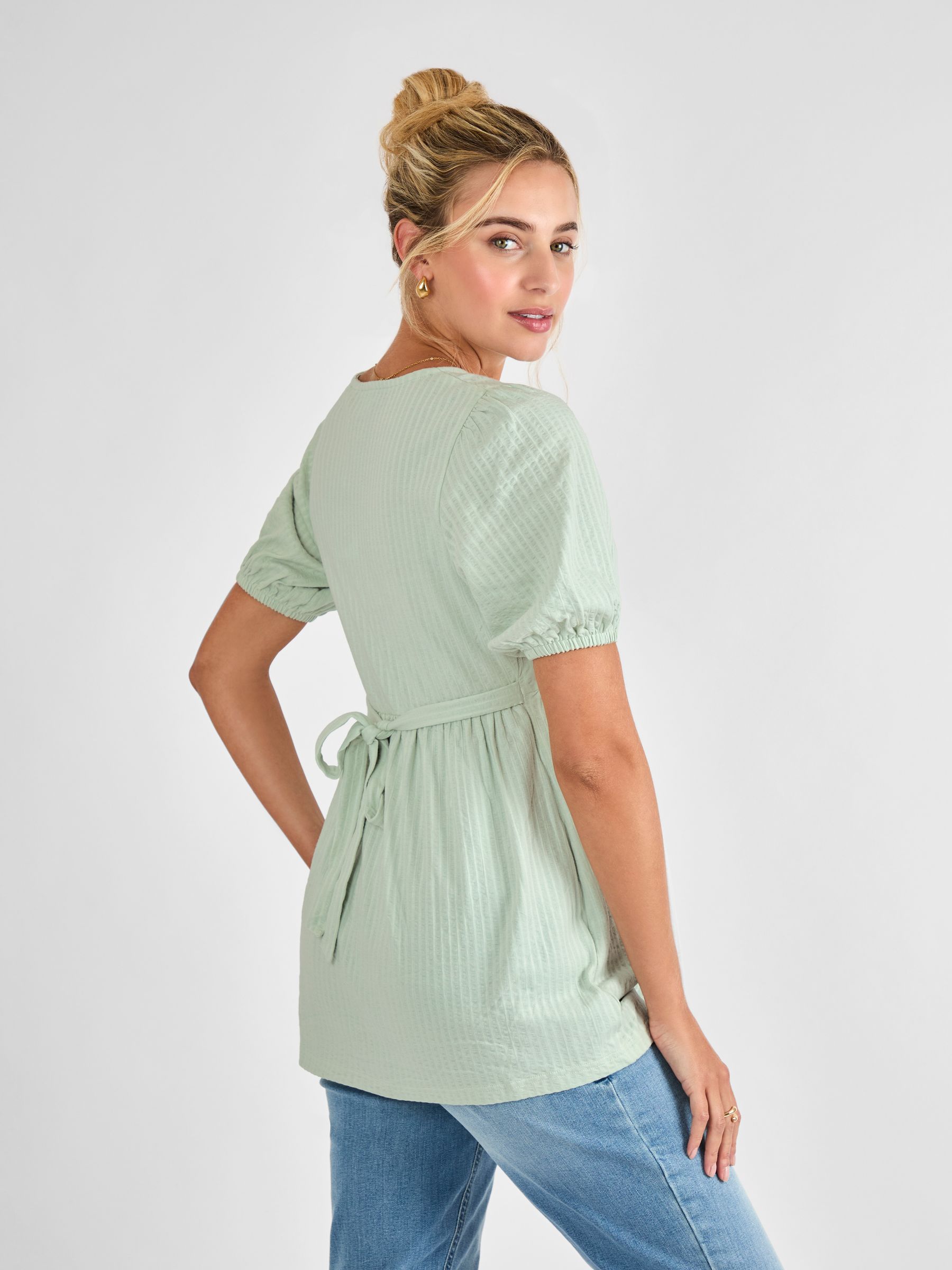 Sage Short Sleeve Maternity Jersey Top - Image 2 of 4