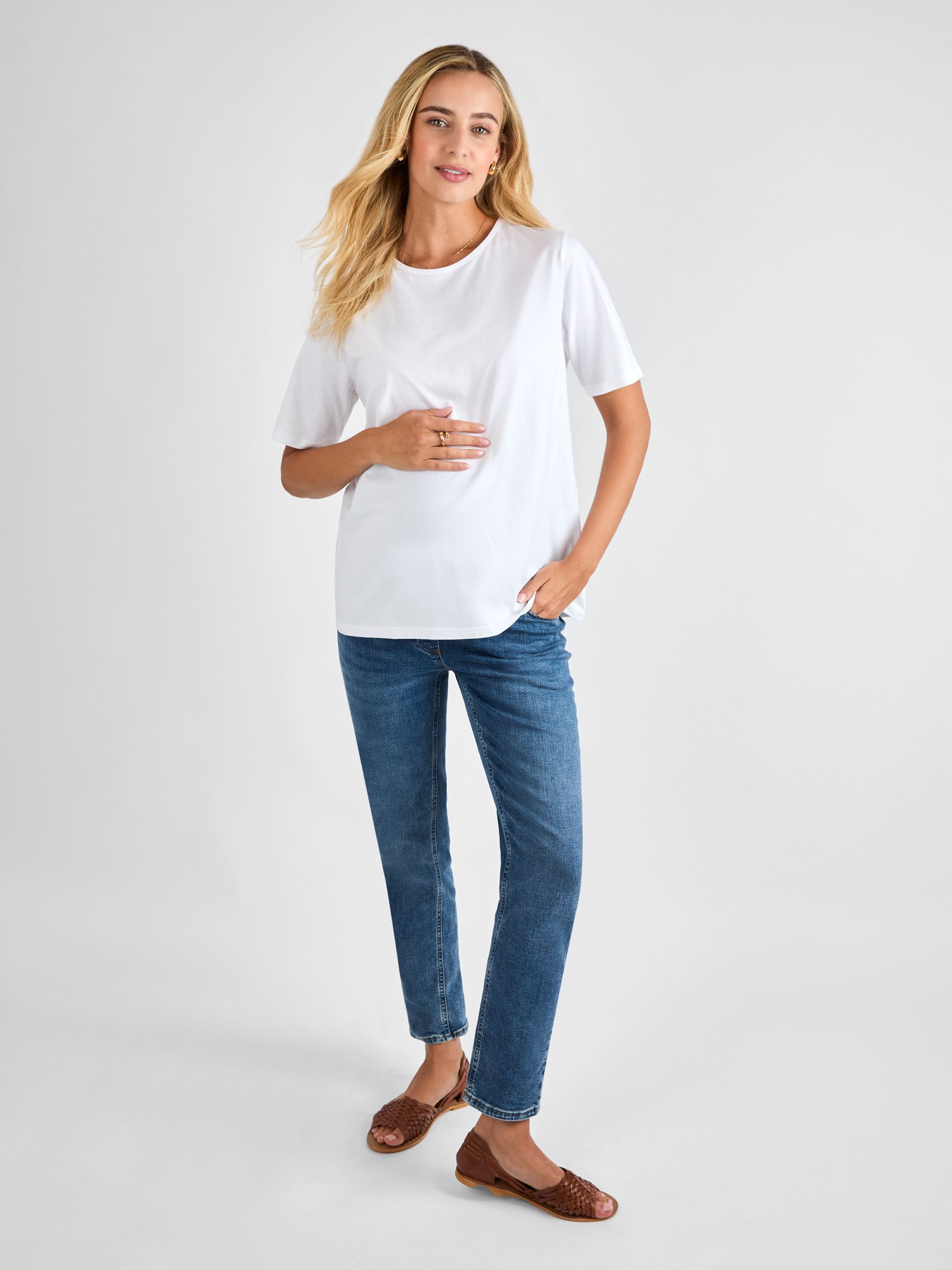 White Oversized Boyfriend Maternity T-Shirt - Image 3 of 4