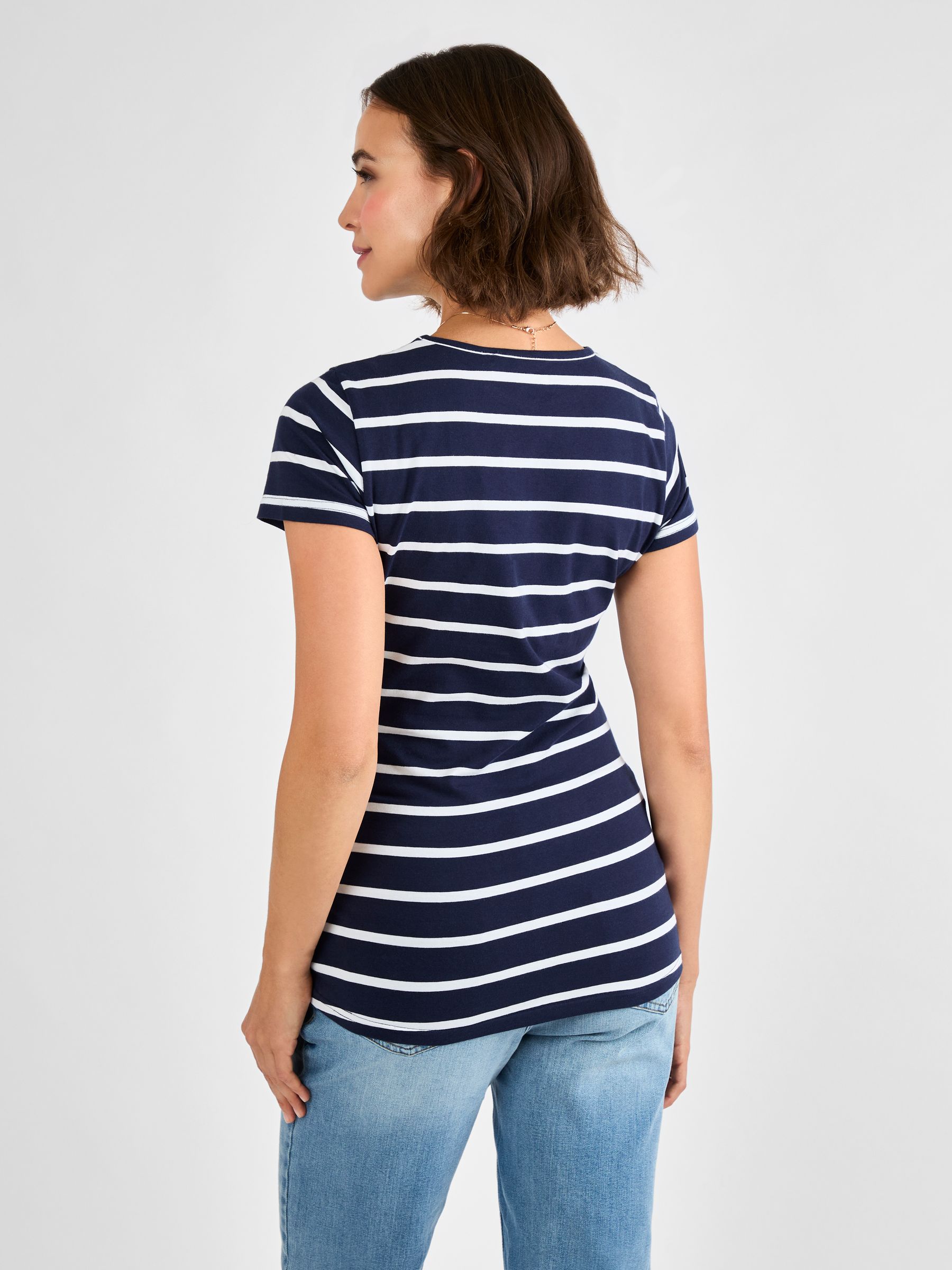 Navy White Stripe Maternity & Nursing T-Shirt - Image 2 of 4