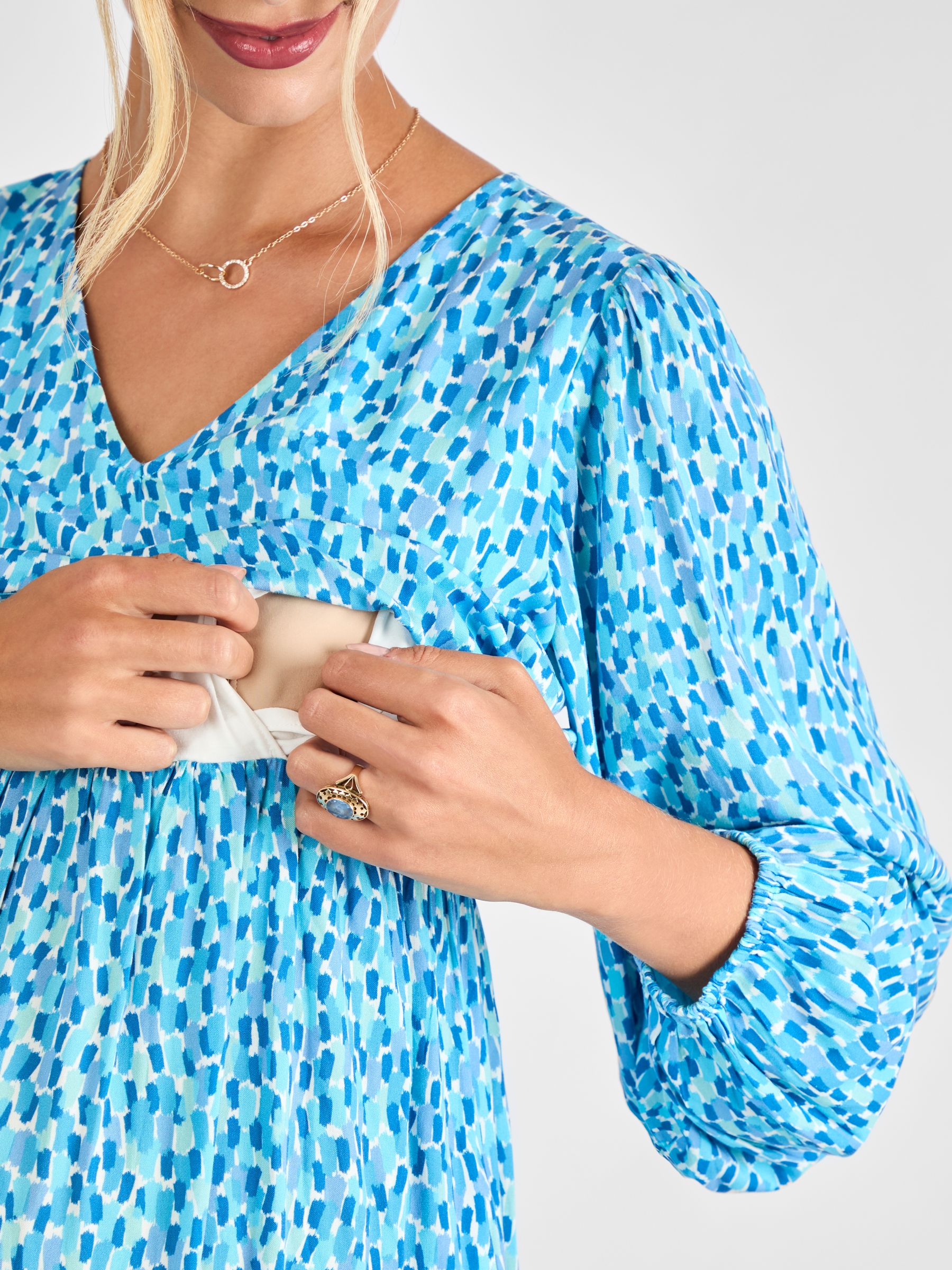 Blue Maternity & Nursing Midaxi Dress - Image 4 of 4