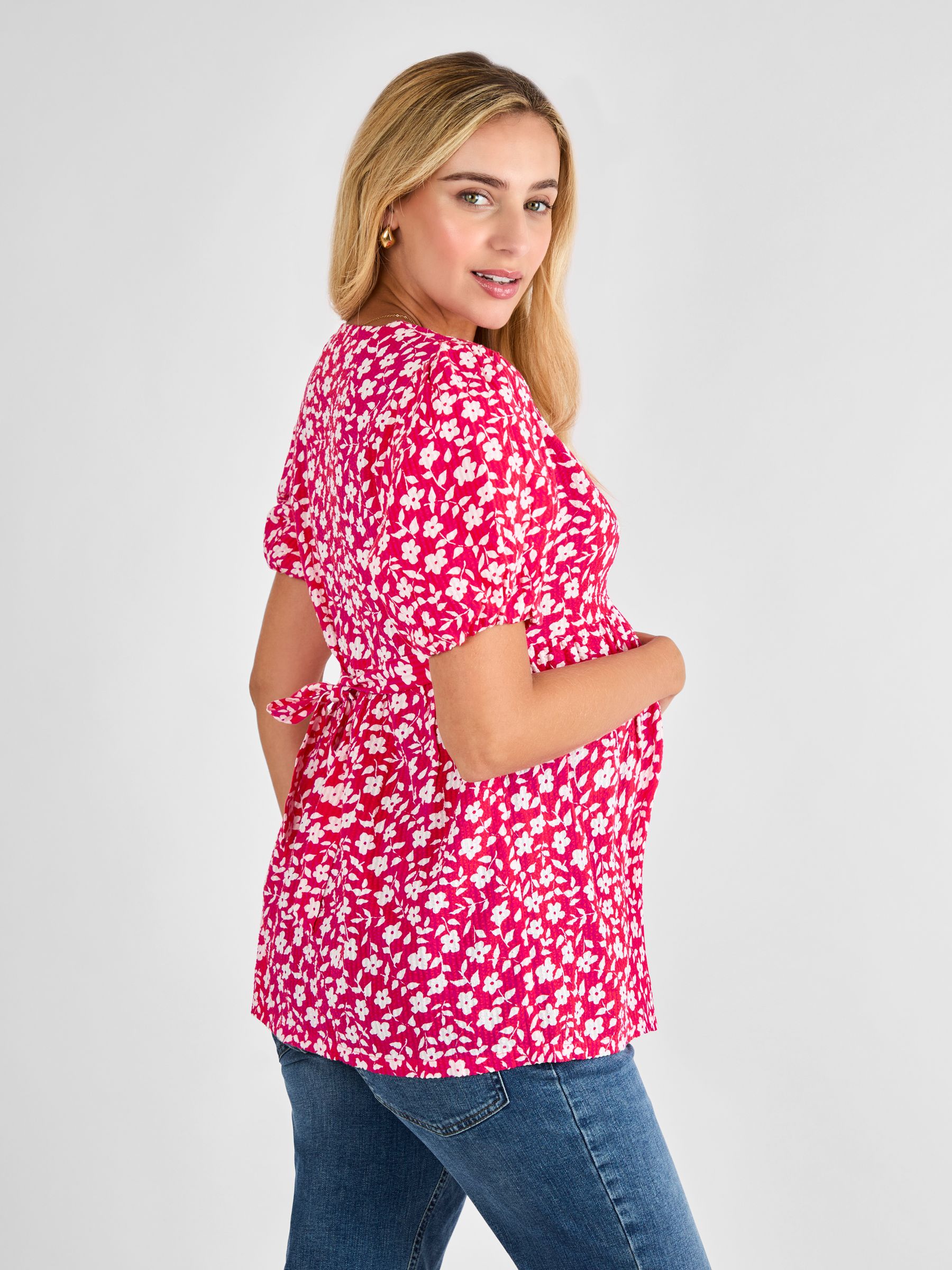 Pink Floral Maternity Blouse - Image 2 of 4