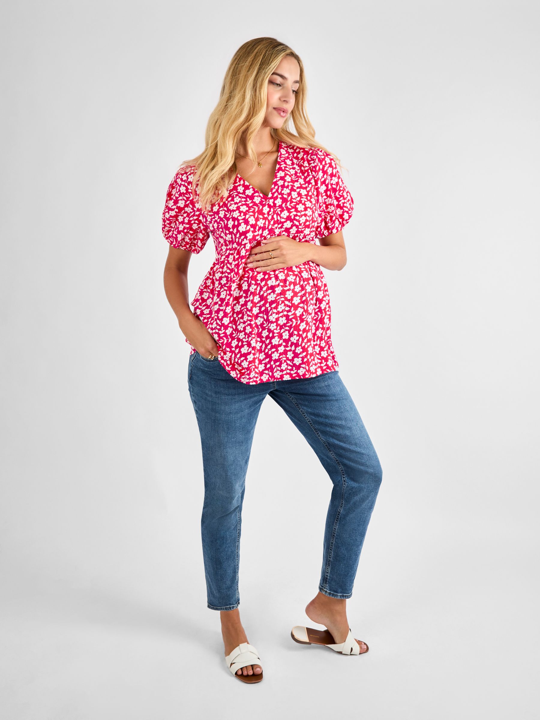Pink Floral Maternity Blouse - Image 3 of 4