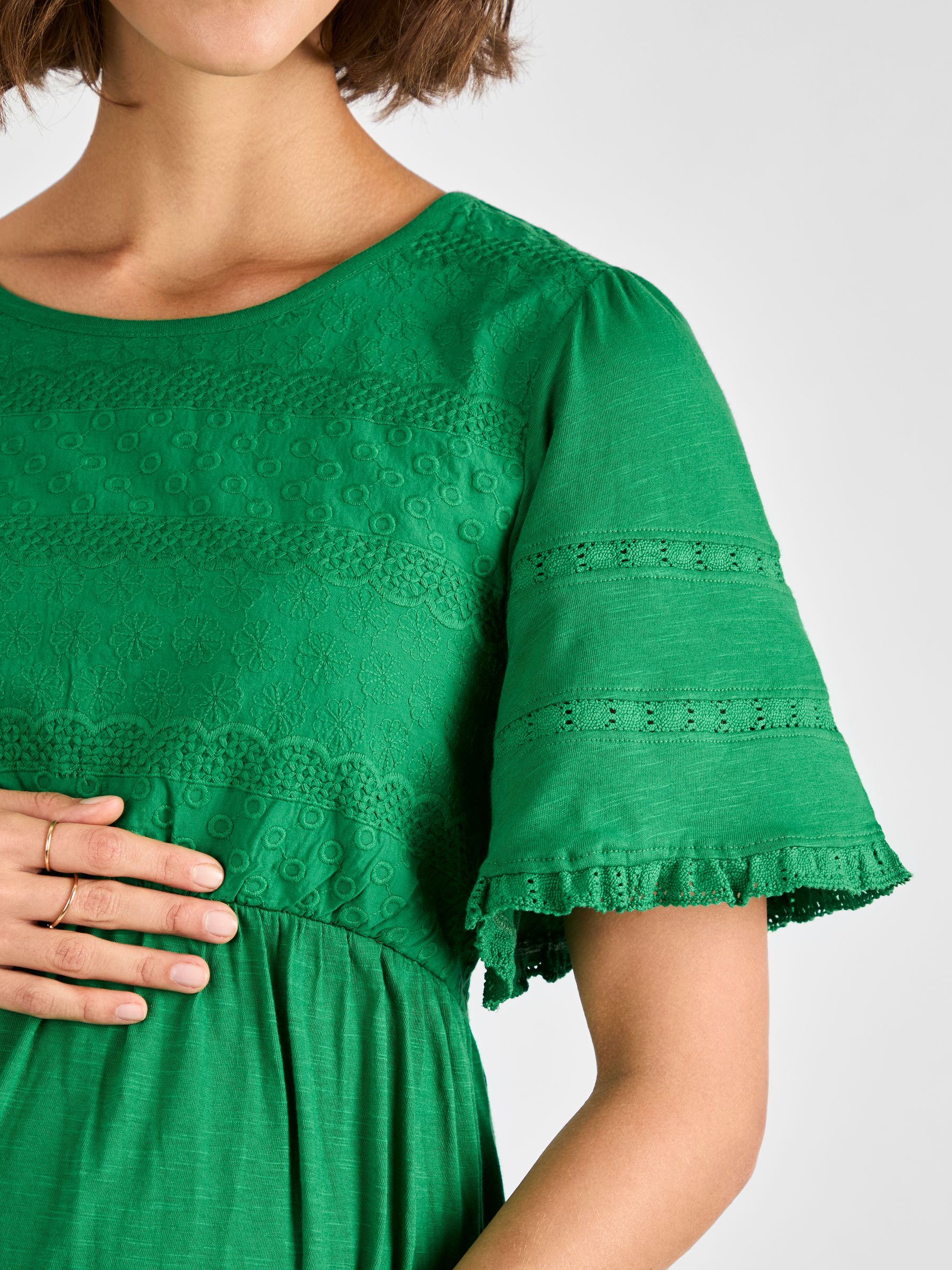 Green Broderie Maternity Mini Dress - Image 5 of 5