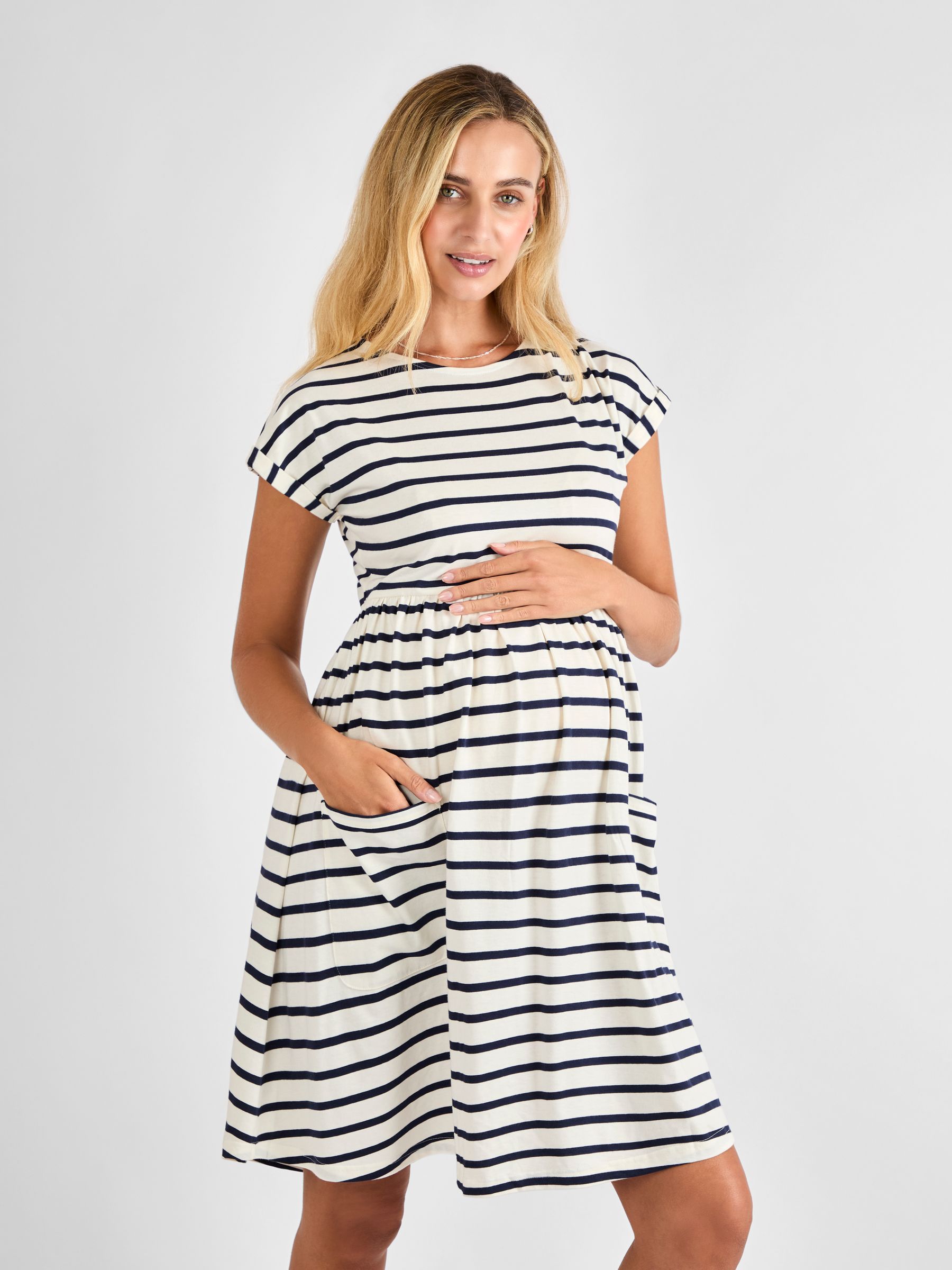 Ecru Pocket Maternity T-Shirt Dress - Image 2 of 4
