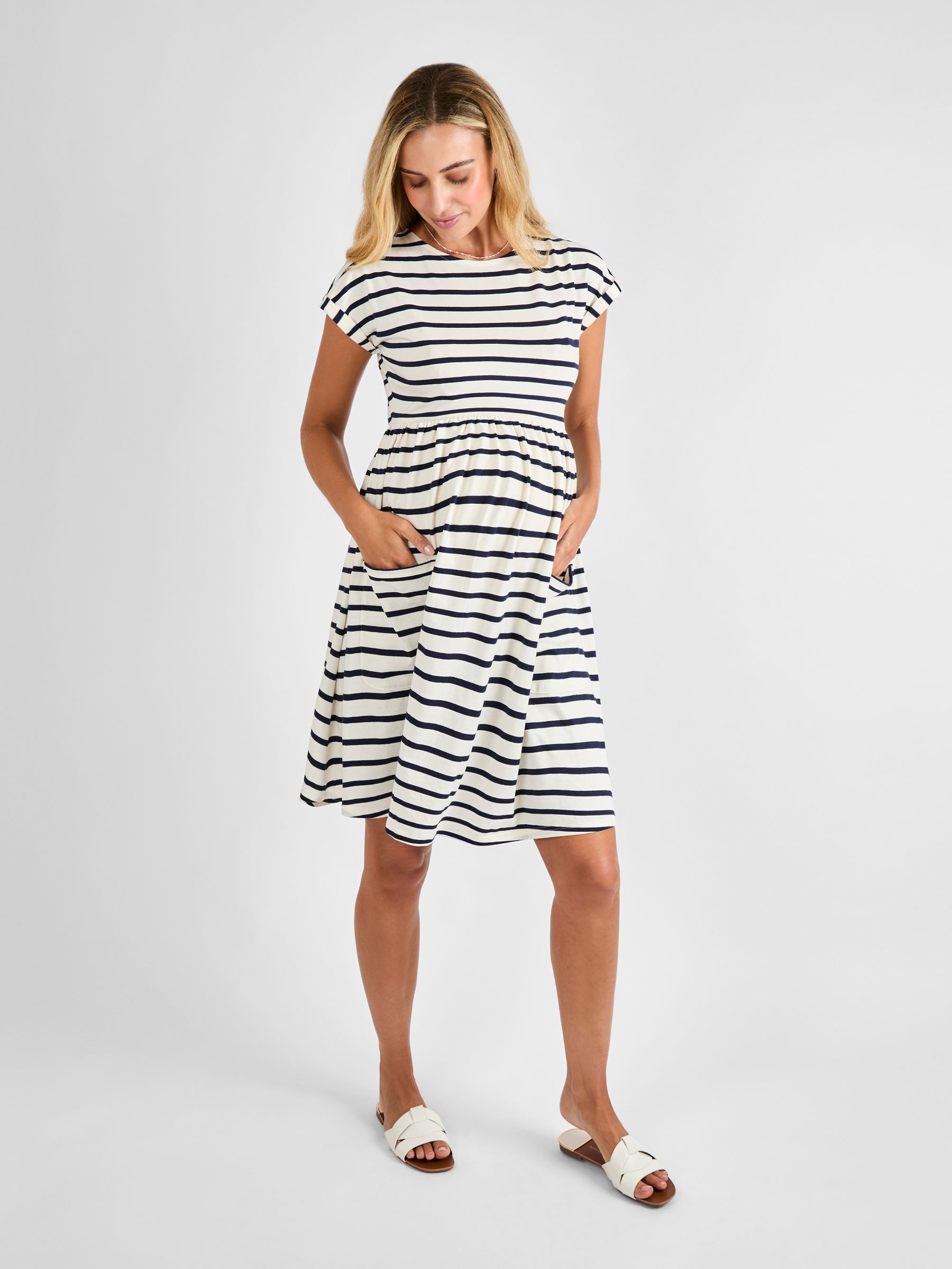 Cream Short Sleeve Pocket Detail T-Shirt Mini Dress | JoJo Maman Bb USA