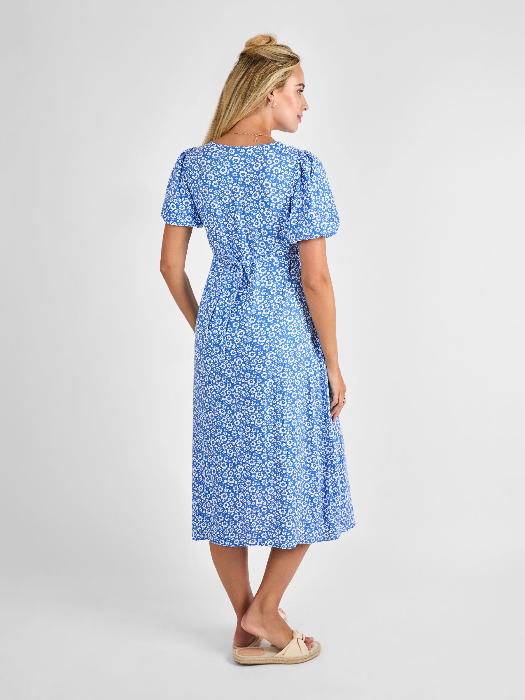 Blue Floral Maternity Midi Dress - Image 3 of 5