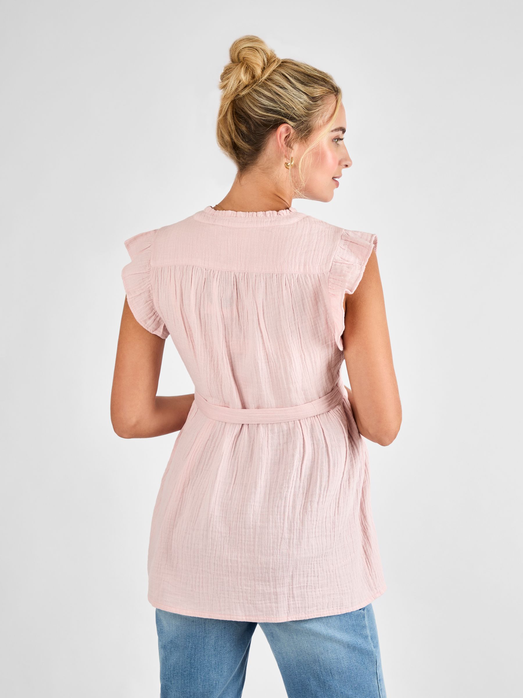 Rose Maternity Frill Sleeve Textured 100% Cotton Blouse - Image 2 of 4