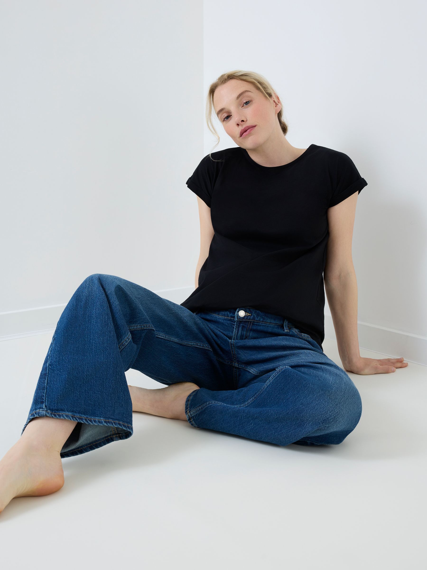 Black 2-Pack Boyfriend Maternity Cotton T-Shirts - Image 2 of 9 Black 2-Pack Boyfriend Maternity Cotton T-Shirts - Image 2 of 9