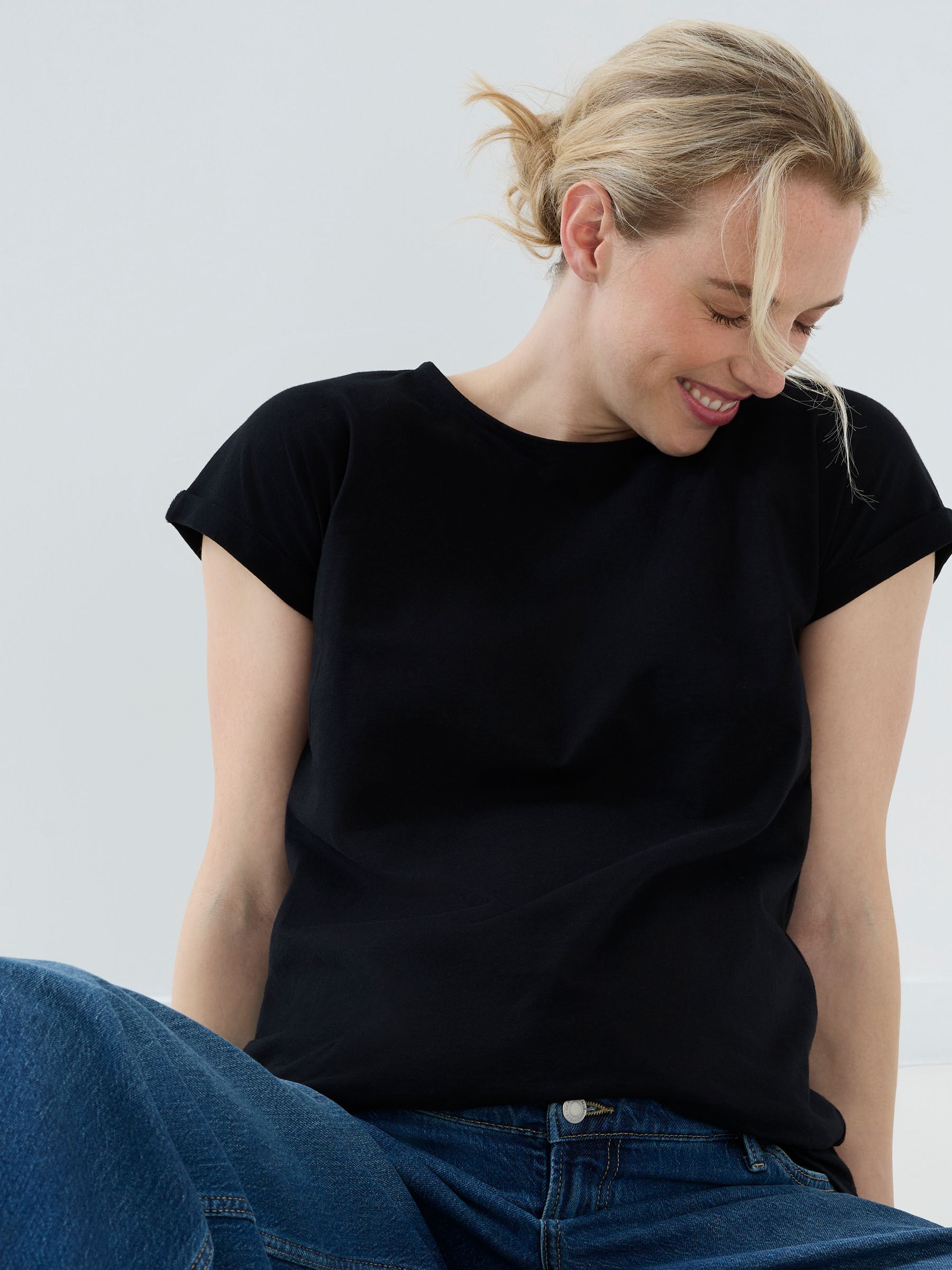 Black 2-Pack Boyfriend Maternity Cotton T-Shirts - Image 4 of 9