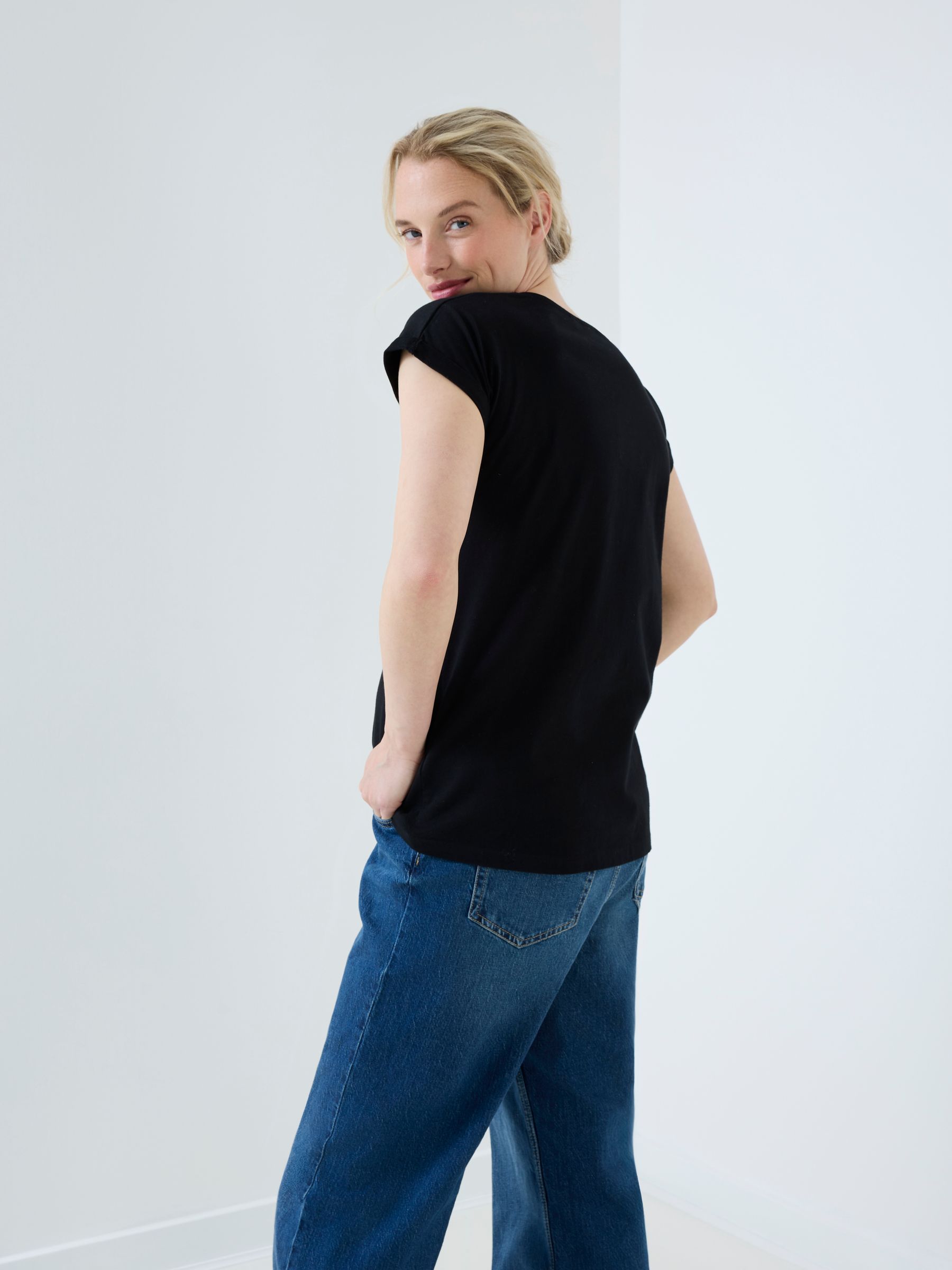 Black 2-Pack Boyfriend Maternity Cotton T-Shirts - Image 6 of 9