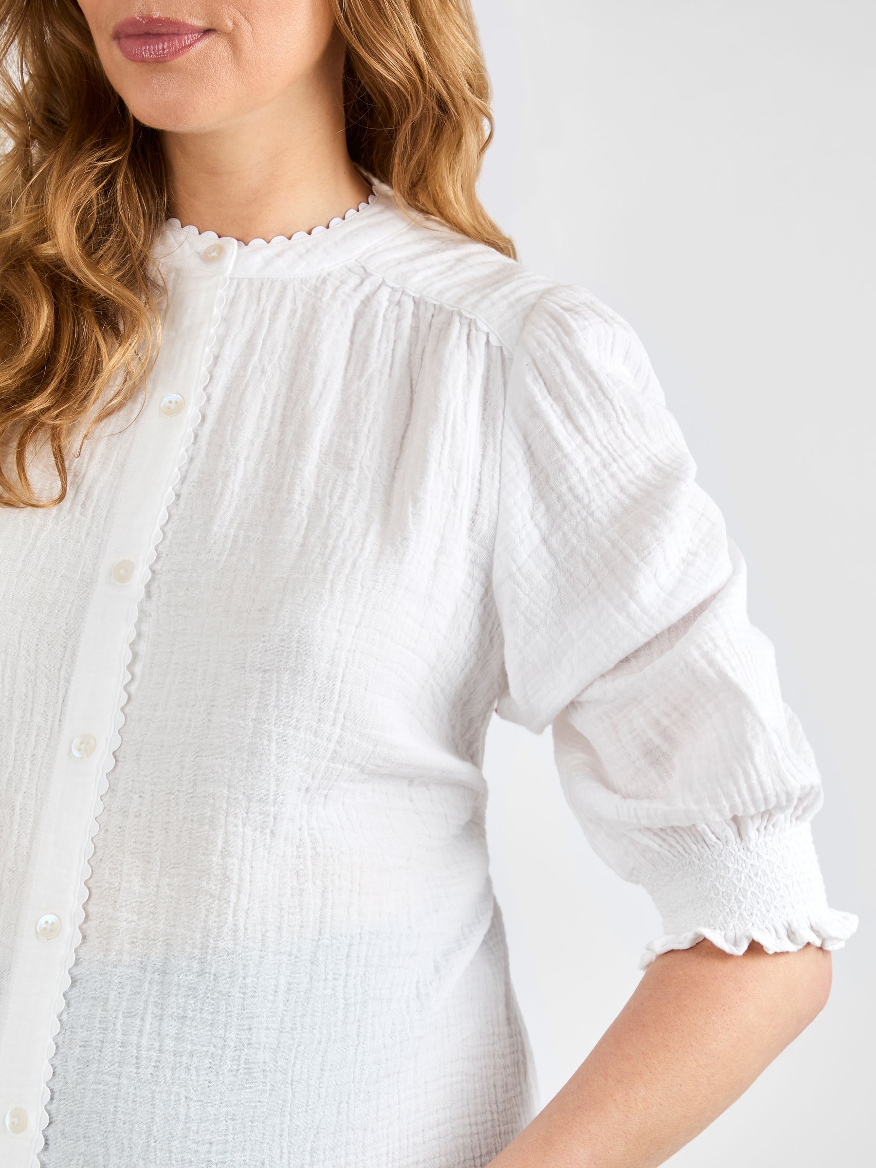 White Button Through Textured Maternity Blouse - Image 4 of 4