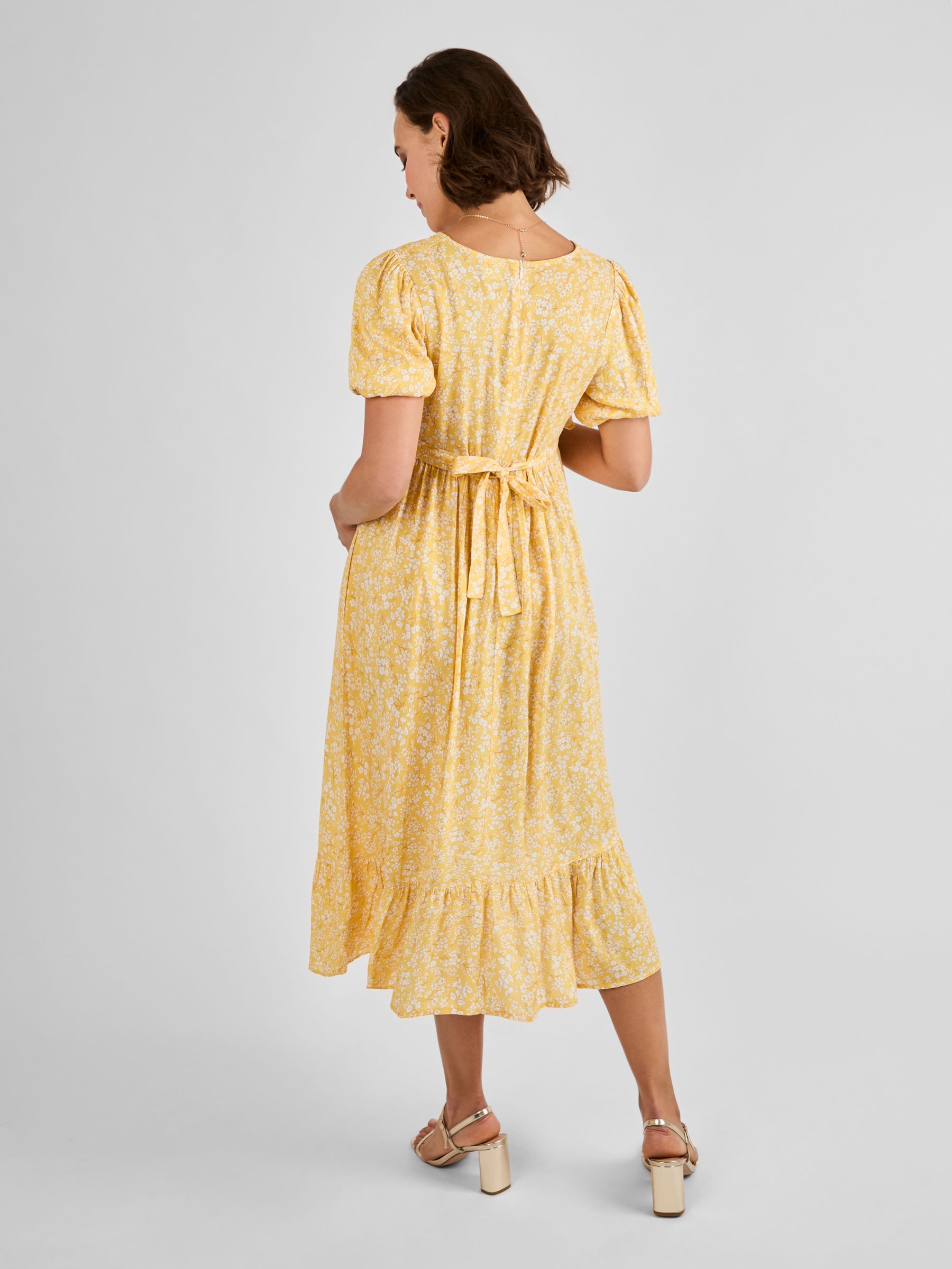 Yellow Floral Maternity & Nursing Midi Dress | JoJo Maman Bb USA