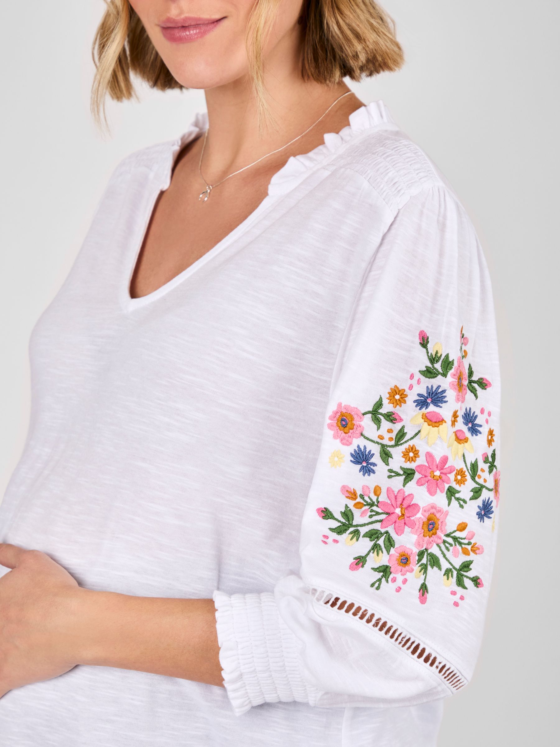 White Maternity Embroidered Jersey Top - Image 2 of 4
