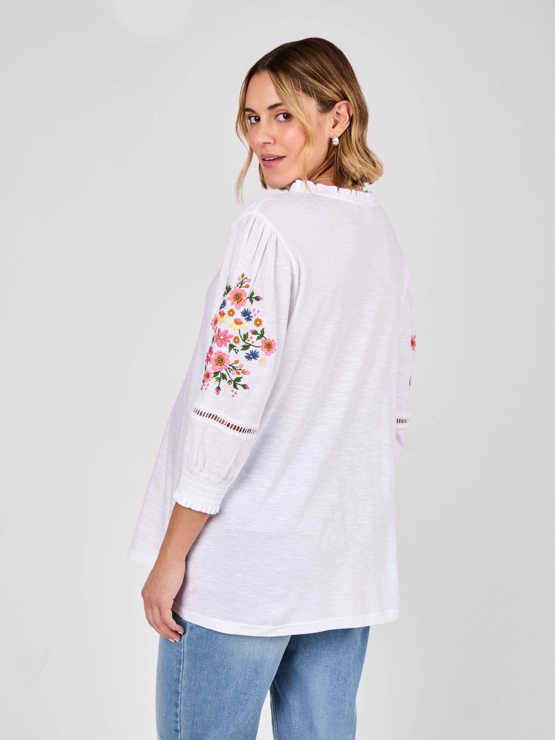 White Maternity Embroidered Jersey Top - Image 3 of 4