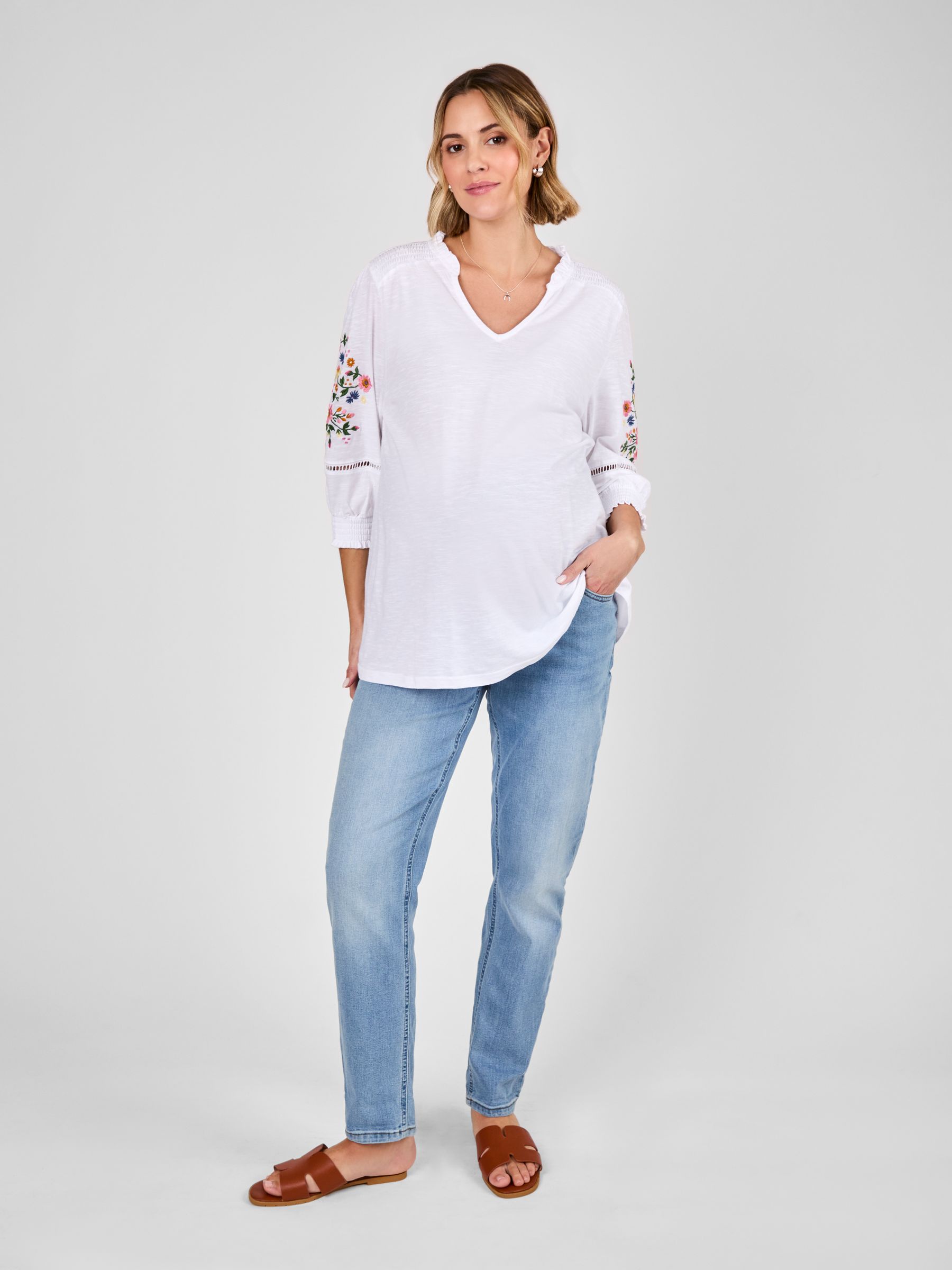 White Maternity Embroidered Jersey Top - Image 4 of 4