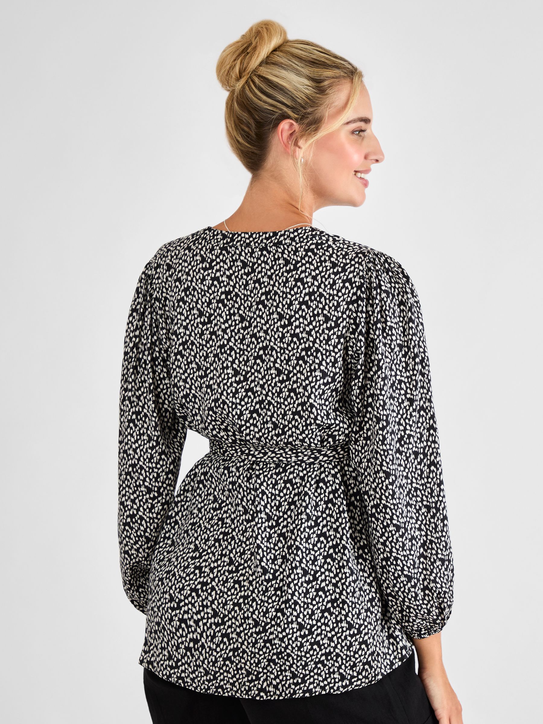 Black Long Sleeve Printed Maternity Blouse - Image 2 of 4