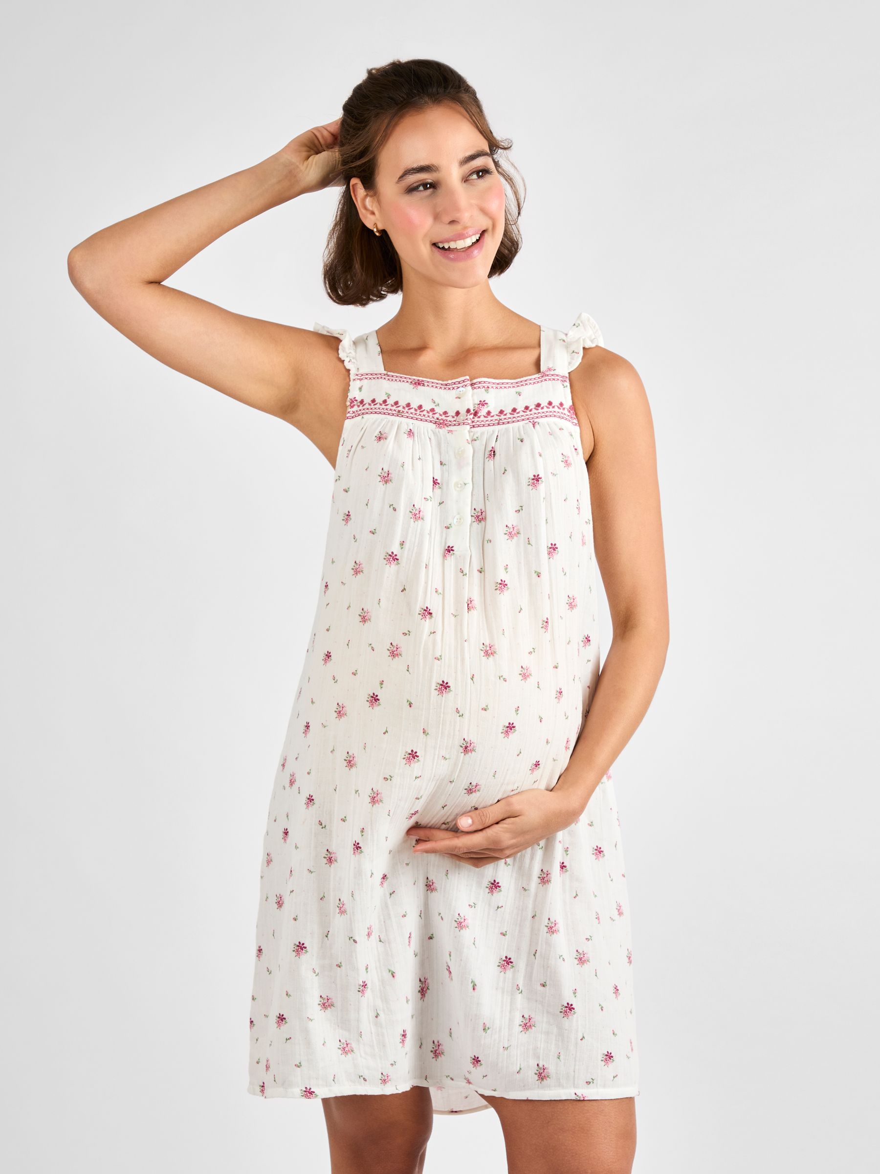 Cream Floral Maternity Nightdress - Image 3 of 4