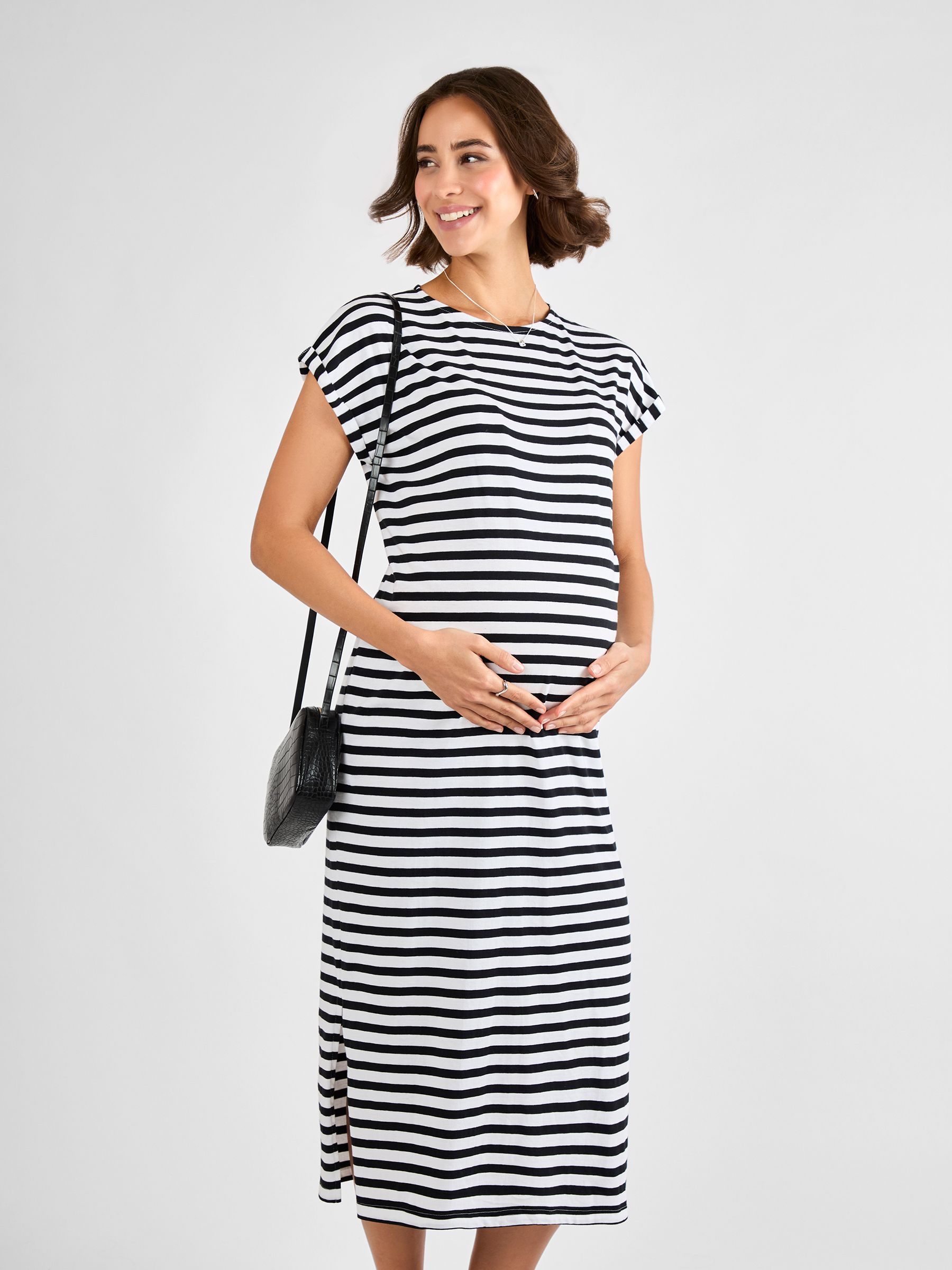 White Maternity Midi T-Shirt Dress - Image 1 of 4