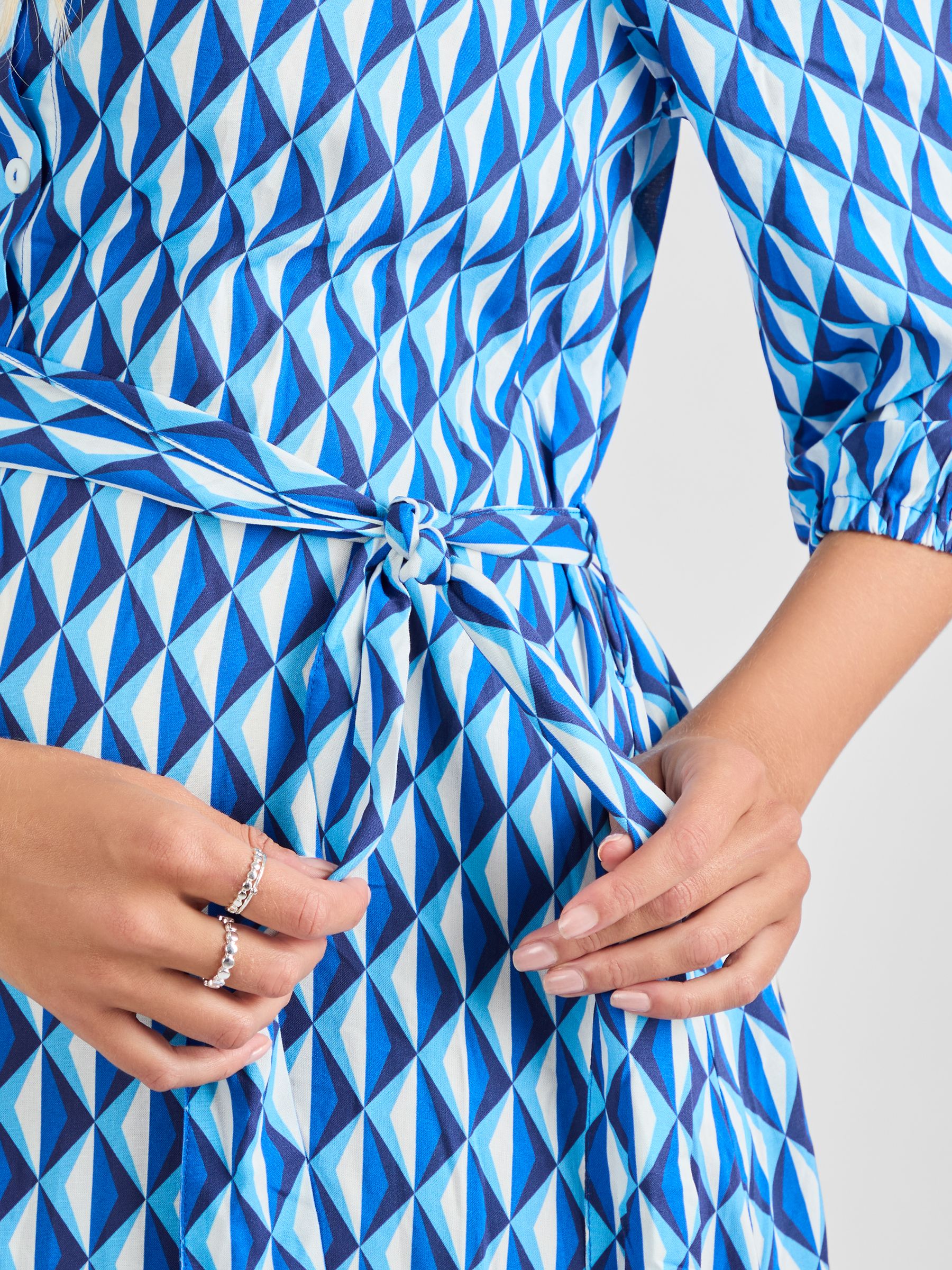 Blue Button Through Maternity Midi Shirt Dress - Image 4 of 4