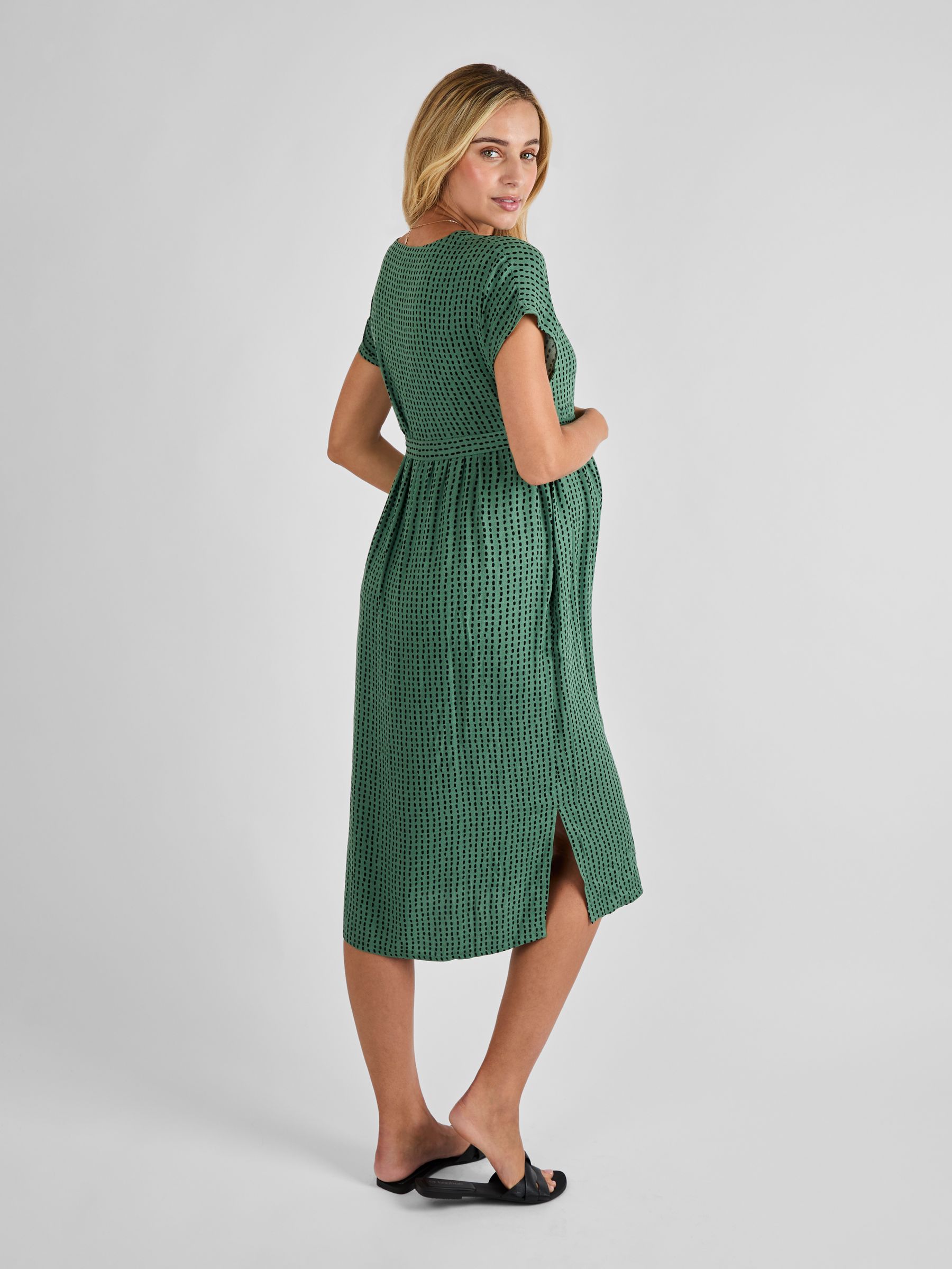 Khaki Button Front Maternity Midi Dress - Image 2 of 4