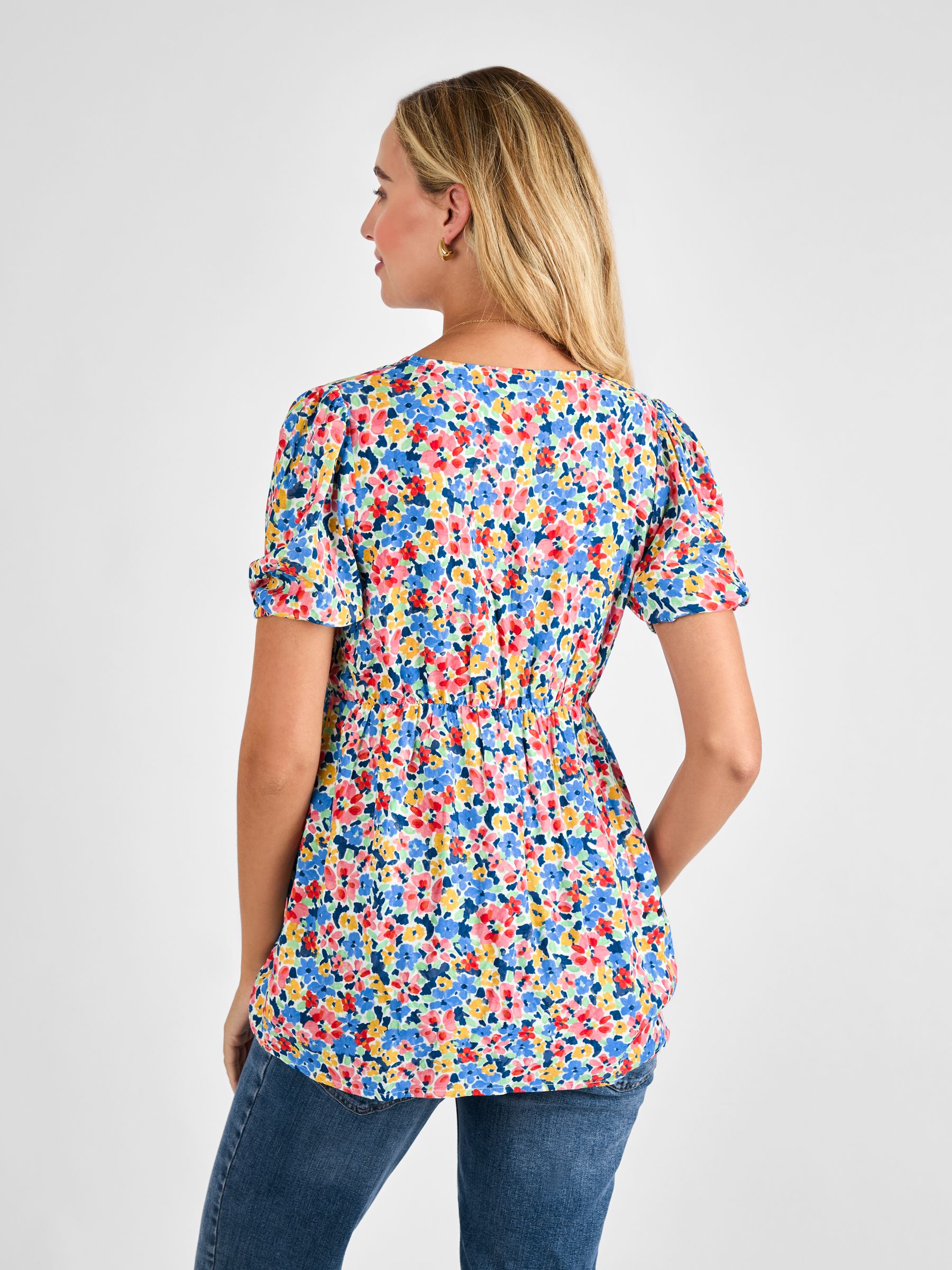 Multi Floral V-Neck Maternity Blouse - Image 3 of 5