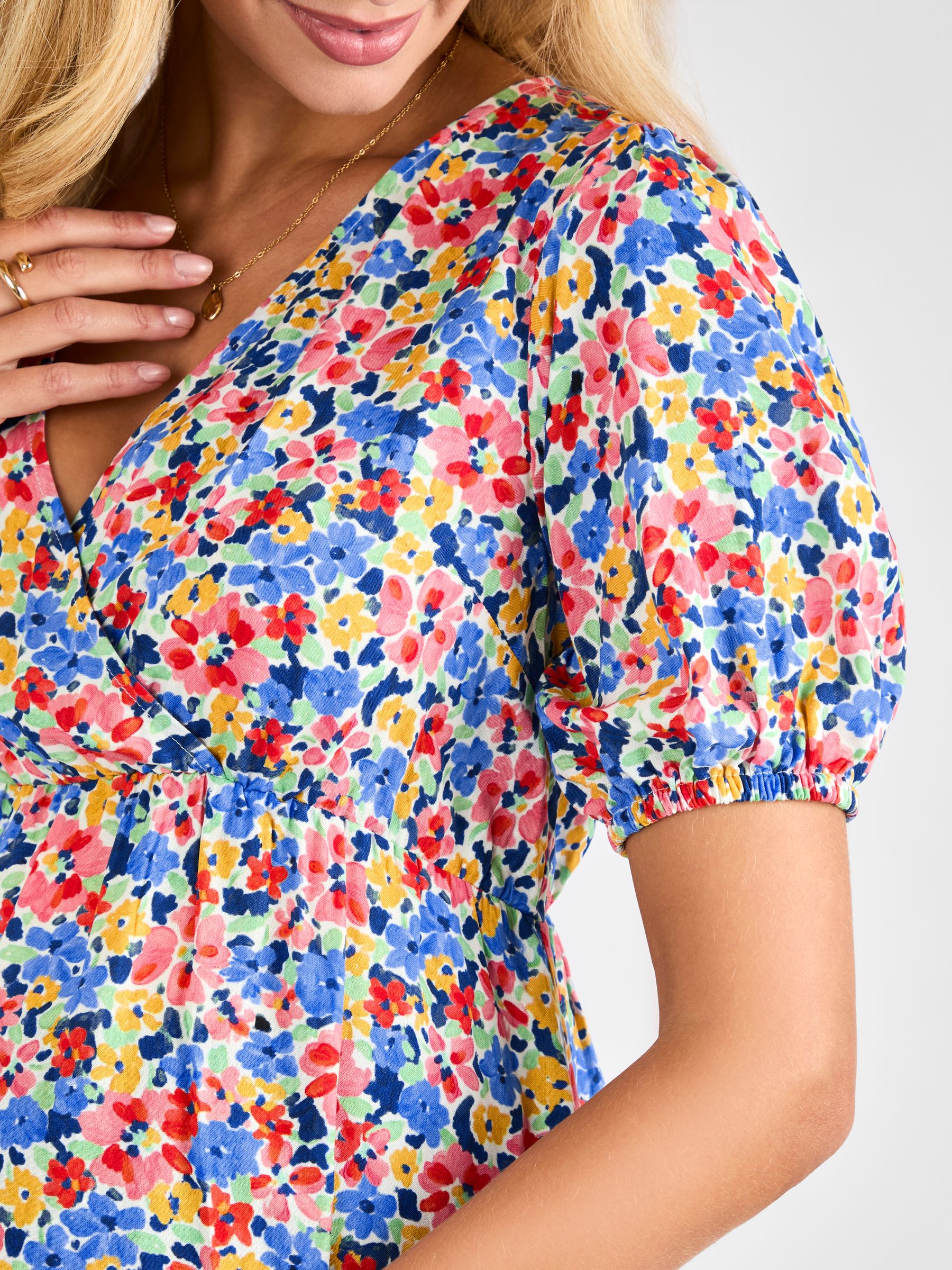 Multi Floral V-Neck Maternity Blouse - Image 5 of 5