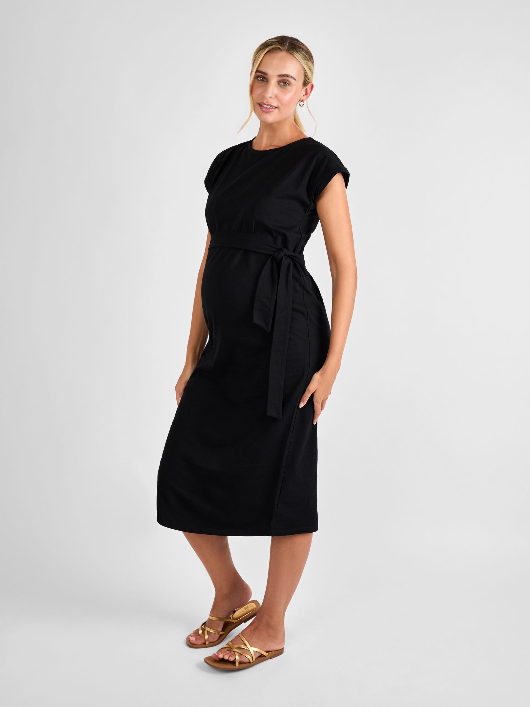 Black Maternity Midi T-Shirt Dress - Image 1 of 4