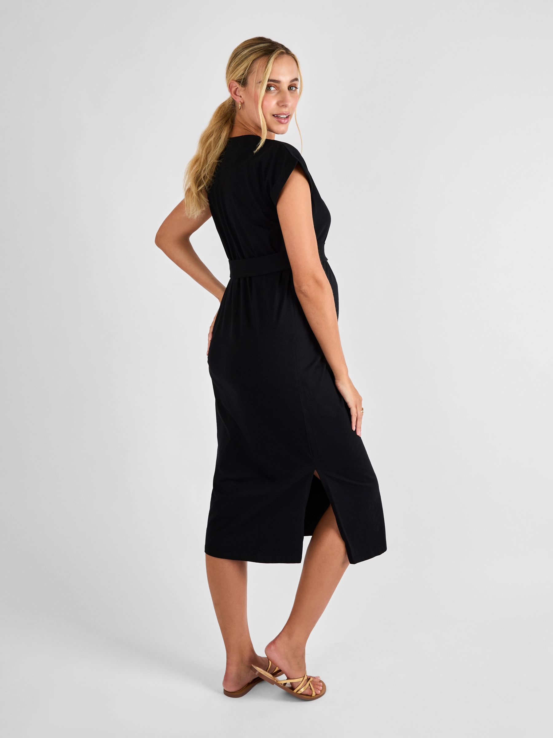 Black Maternity Midi T-Shirt Dress - Image 2 of 4