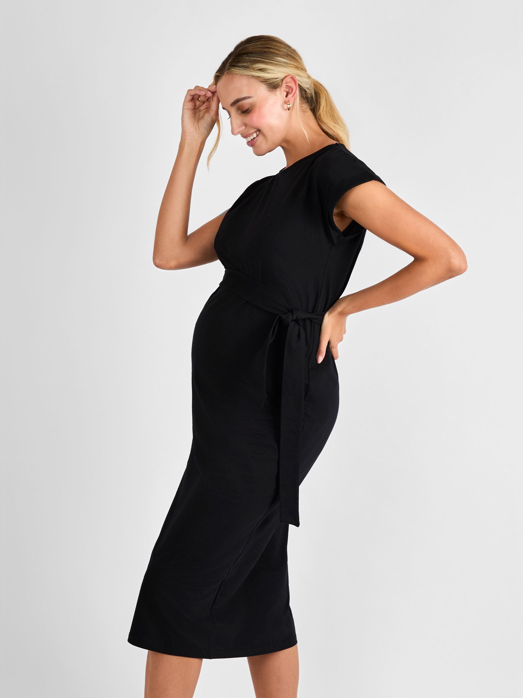 Black Maternity Midi T-Shirt Dress - Image 3 of 4