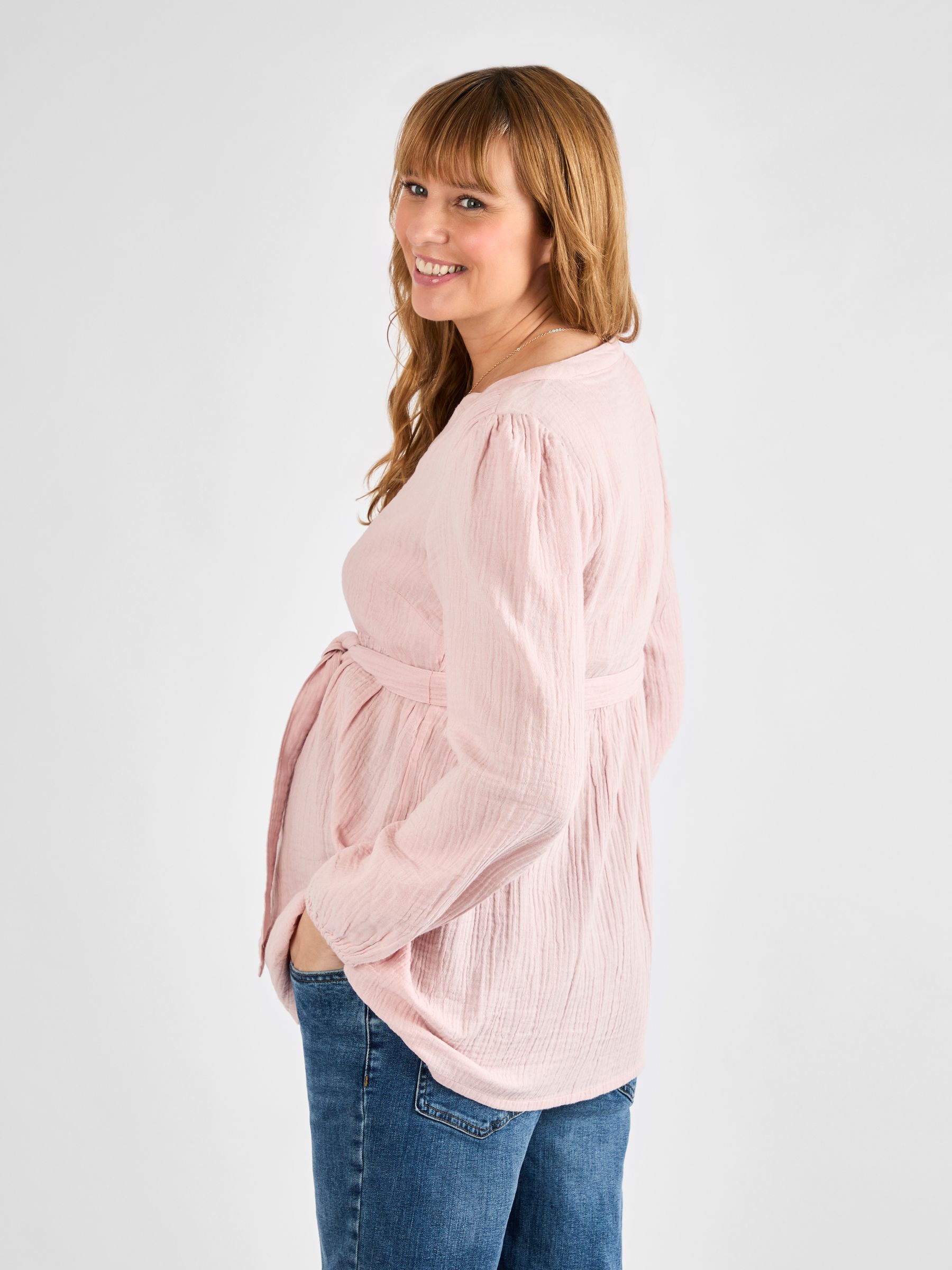 Rose Long Sleeve Textured Maternity Blouse - Image 2 of 4