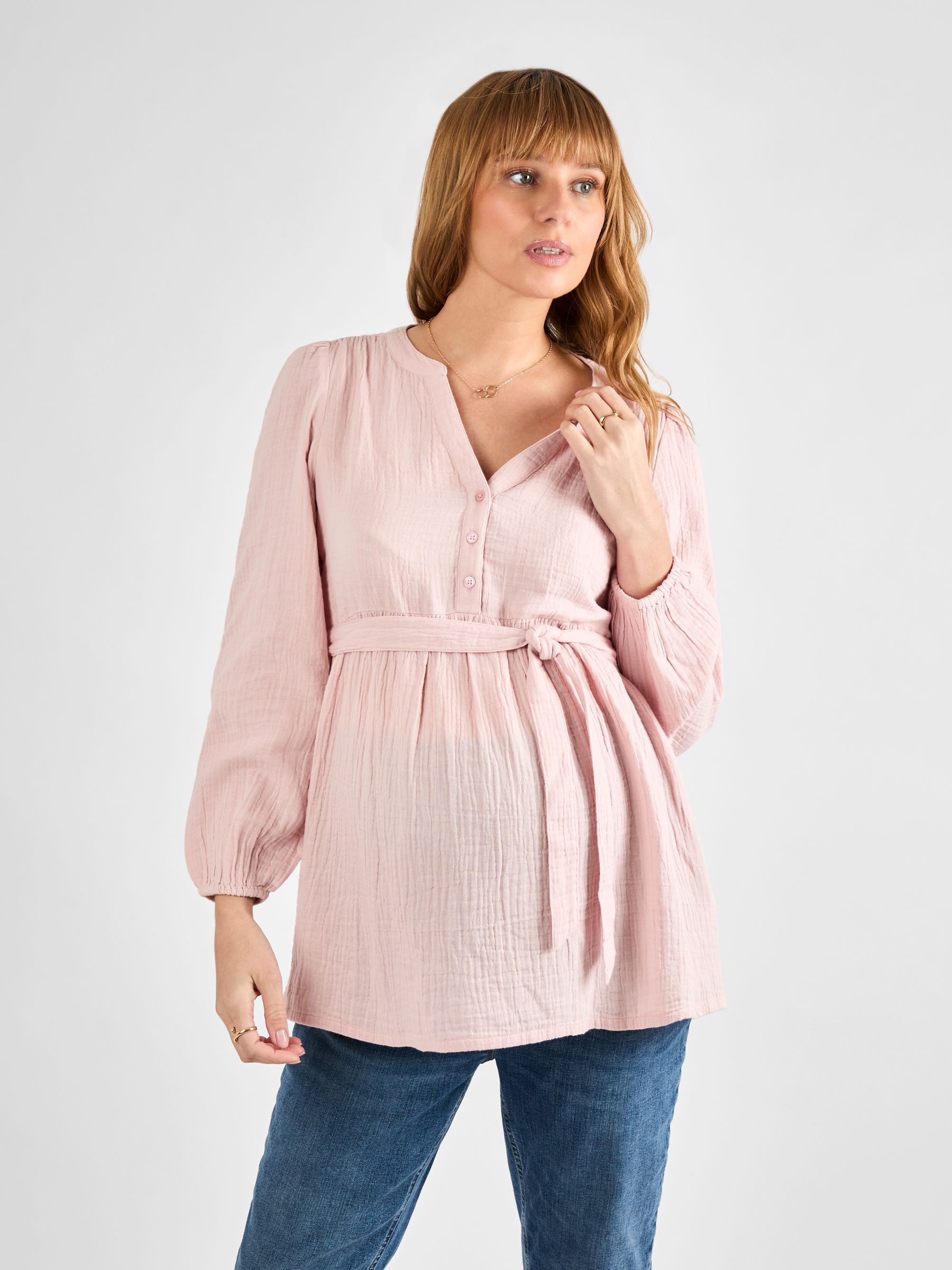 Rose Long Sleeve Textured Maternity Blouse - Image 3 of 4