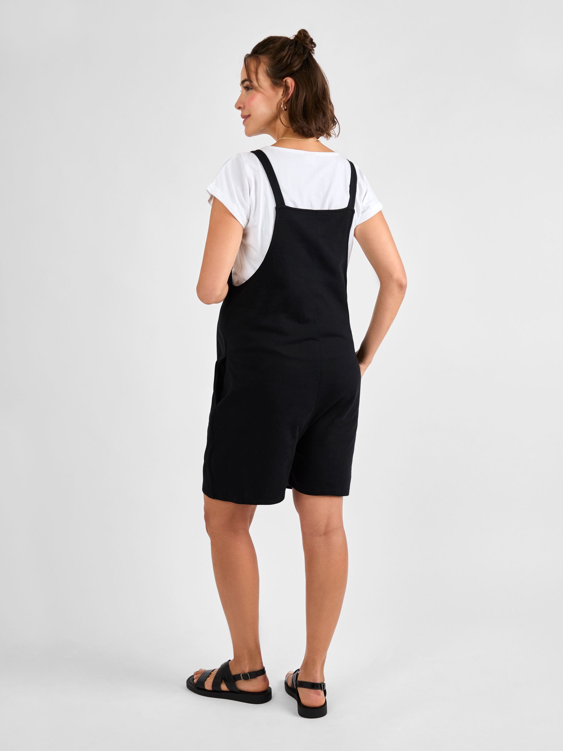 Black Jersey Maternity Short Dungarees - Image 2 of 4