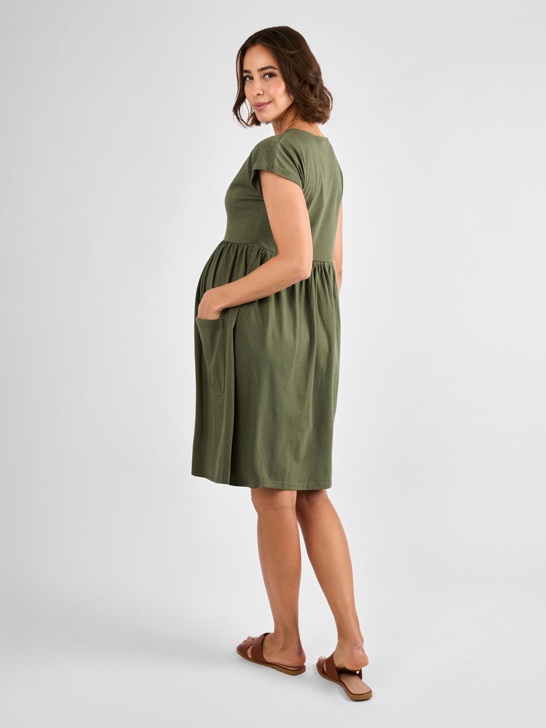 Khaki Pocket Maternity T-Shirt Dress - Image 2 of 4