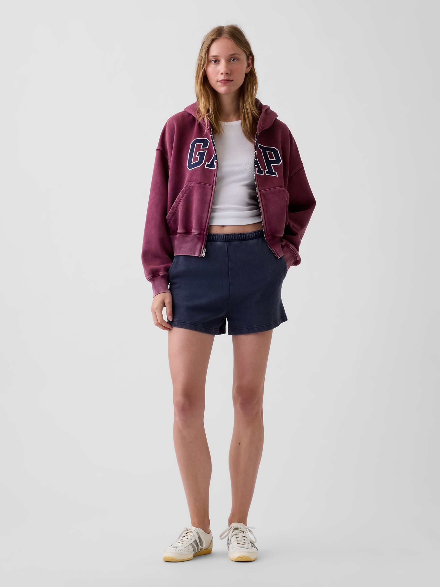 Burgundy Vintage Soft Oversized Logo Zip-Up Hoodie - Image 3 of 4