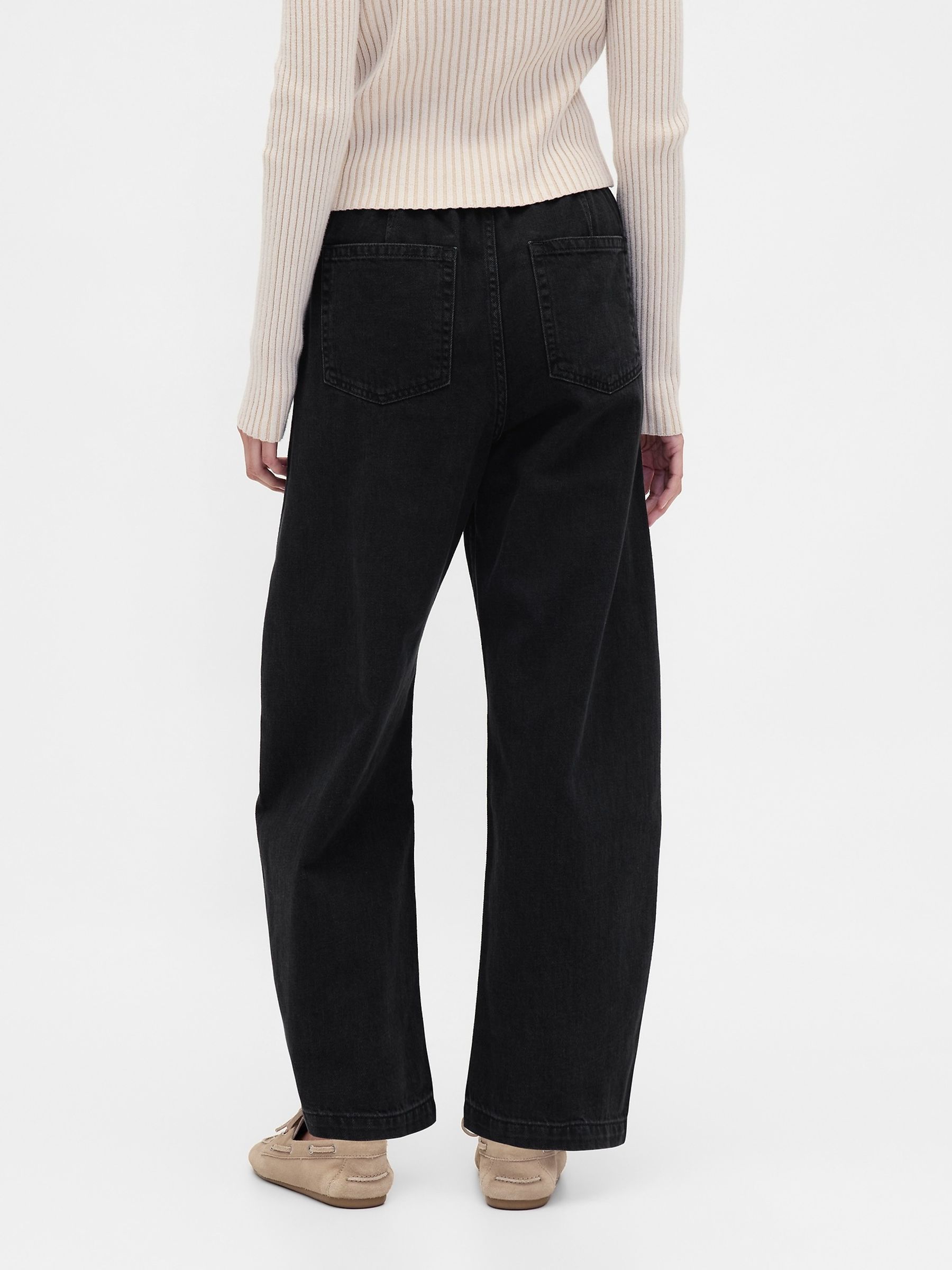 Black High Waisted Barrel Jeans - Image 2 of 6 Black High Waisted Barrel Jeans - Image 2 of 6