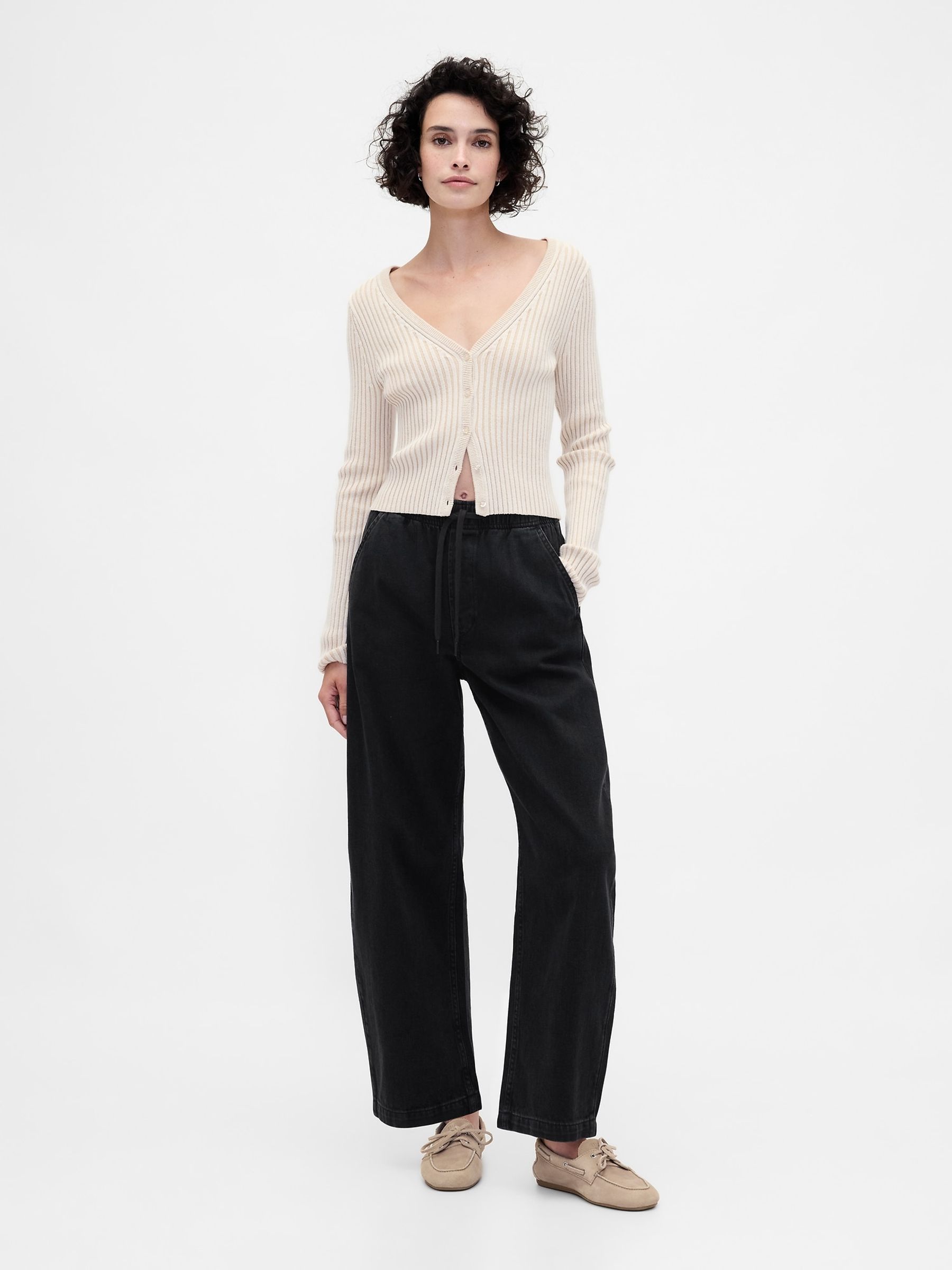 Black High Waisted Barrel Jeans - Image 4 of 6