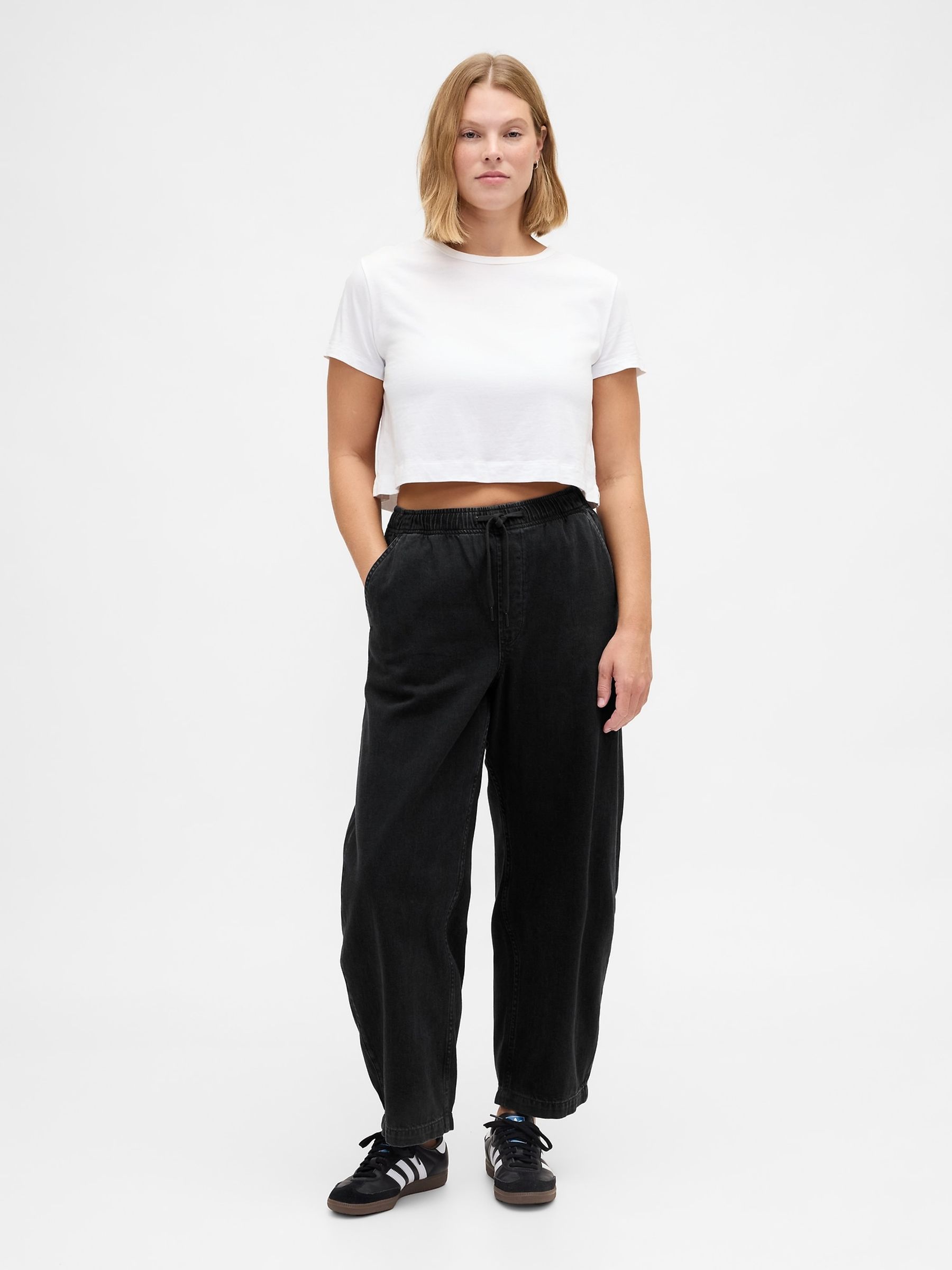 Black High Waisted Barrel Jeans - Image 5 of 6