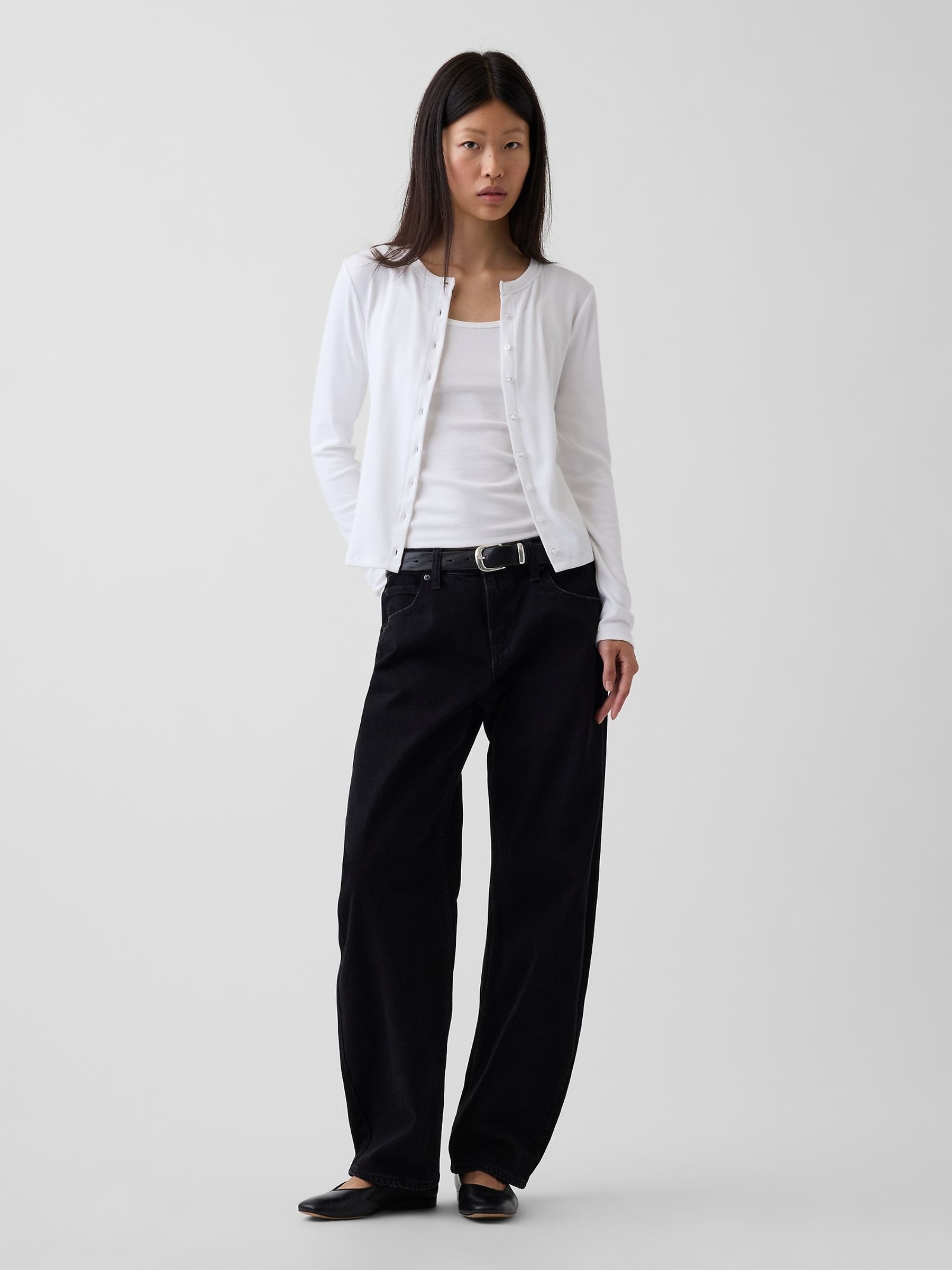 White Modern Crew Neck Cardigan - Image 3 of 4