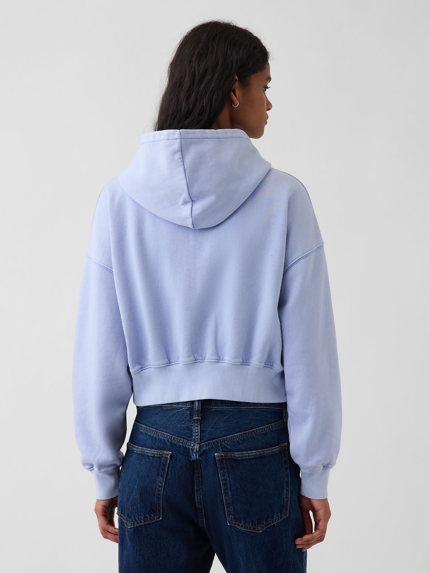 Light Blue Vintage Soft Oversized Logo Zip-Up Hoodie - Image 2 of 4