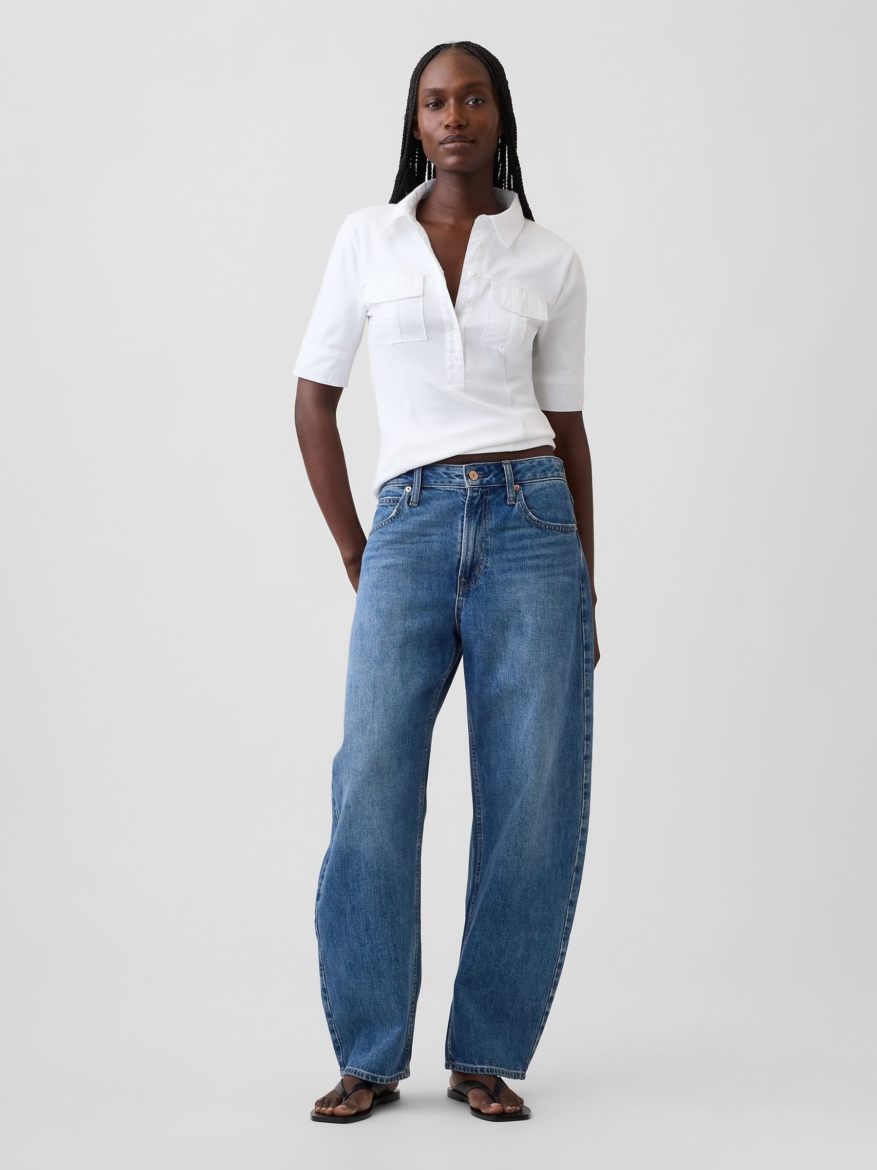 White Modern Elbow-Sleeve Utility T-Shirt - Image 3 of 4